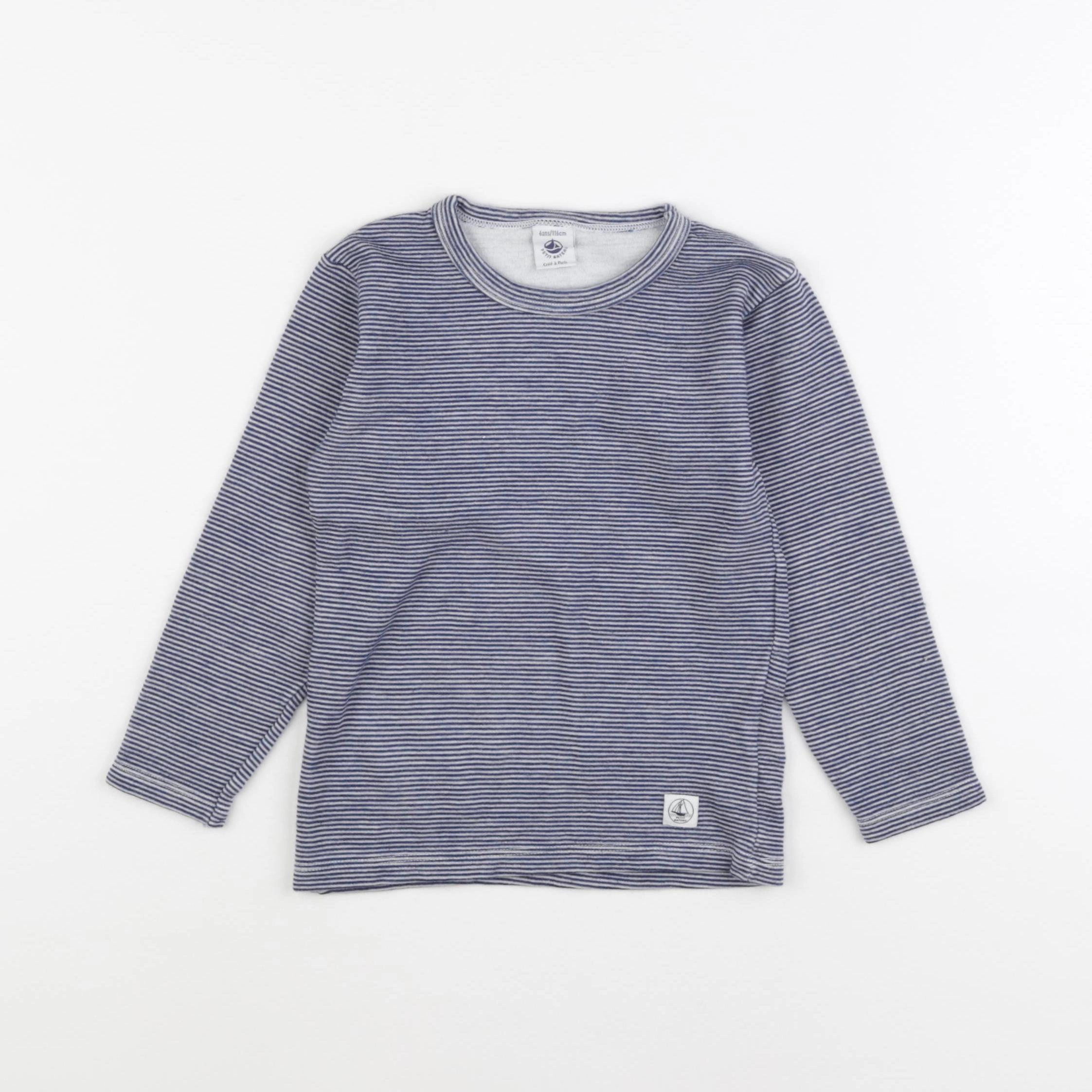 Petit Bateau - maillot de corps bleu, blanc - 6 ans