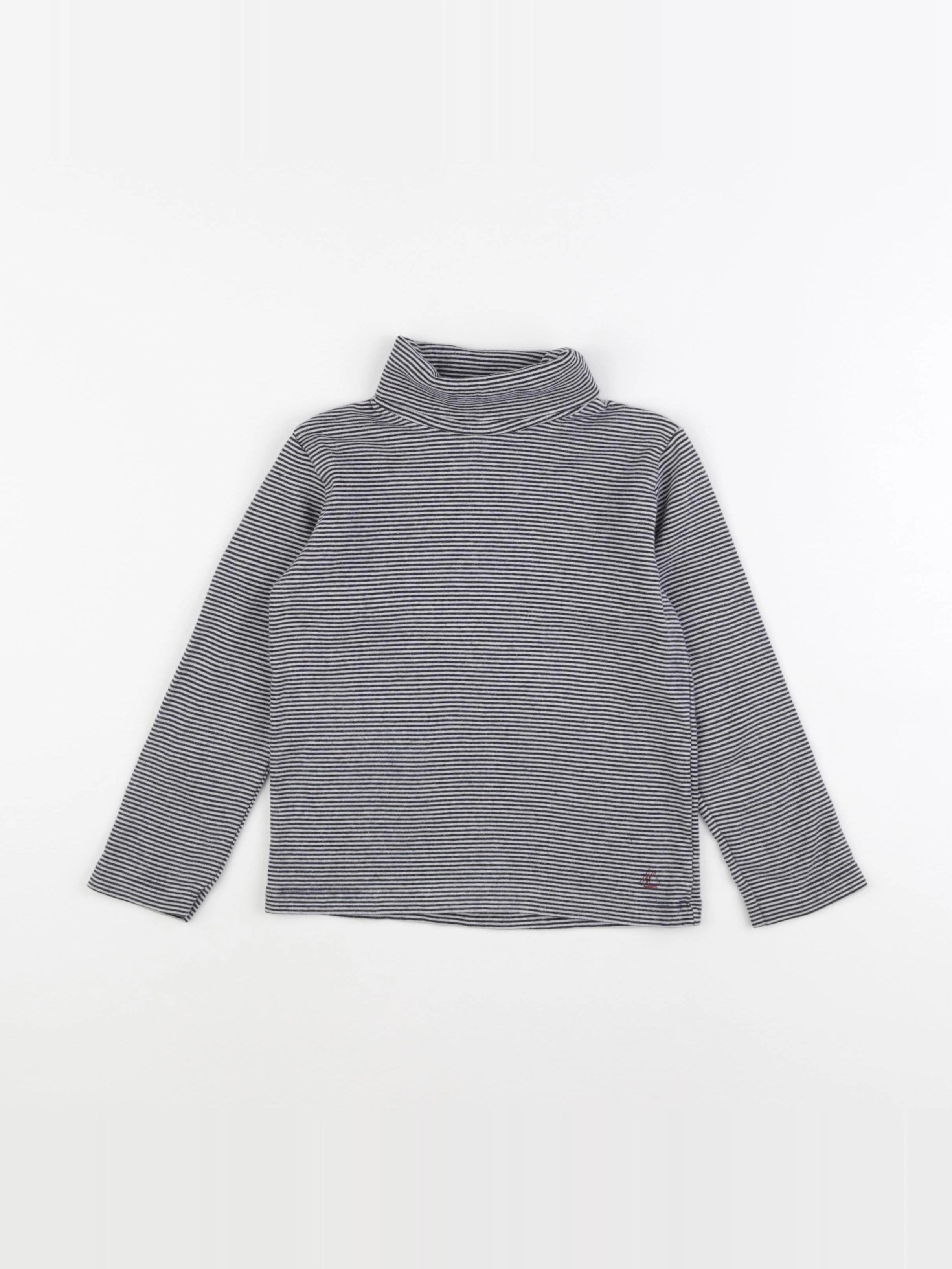 Petit Bateau - sous-pull blanc, bleu - 5 ans