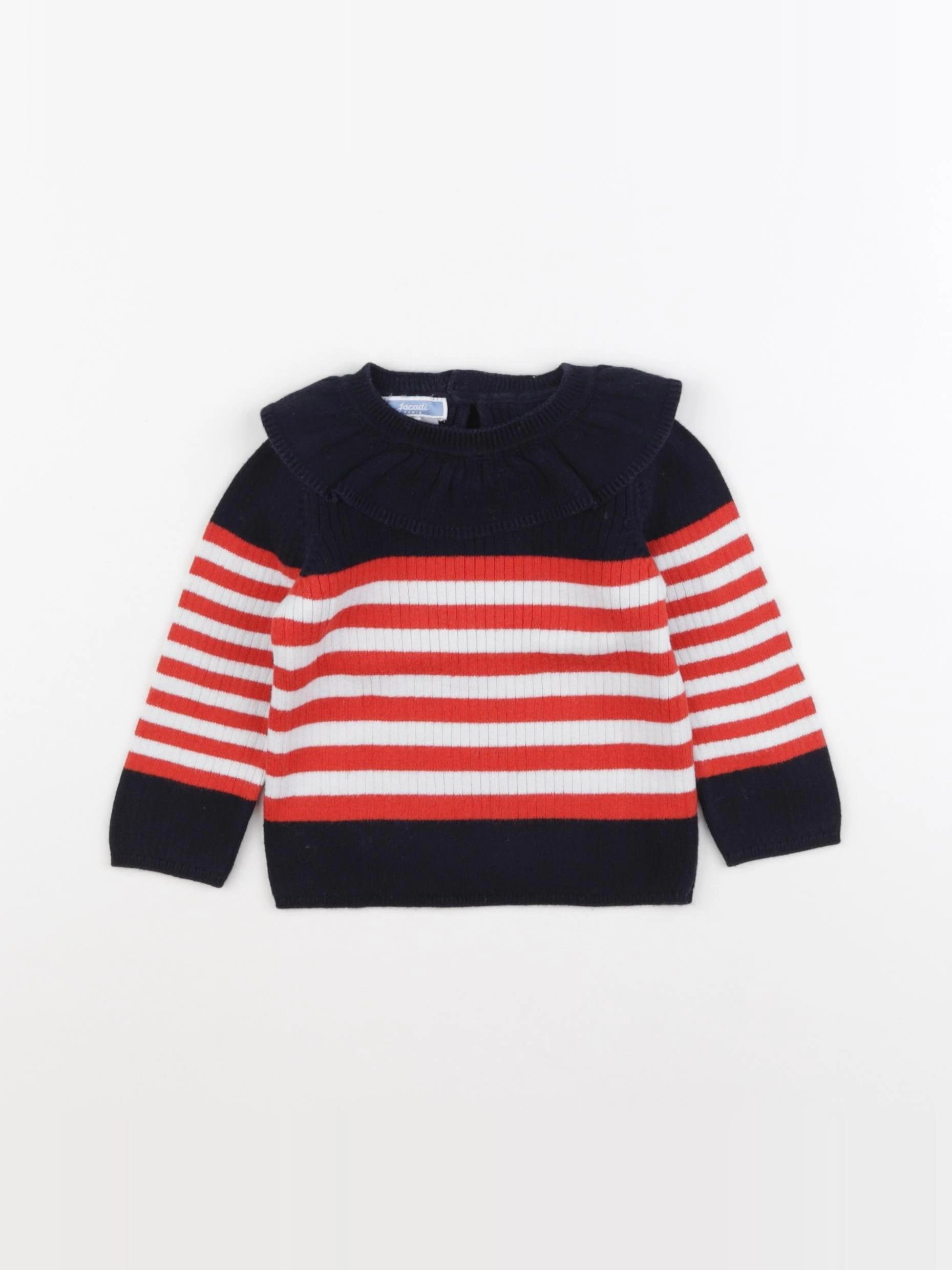 Jacadi - pull bleu, rouge - 12 mois