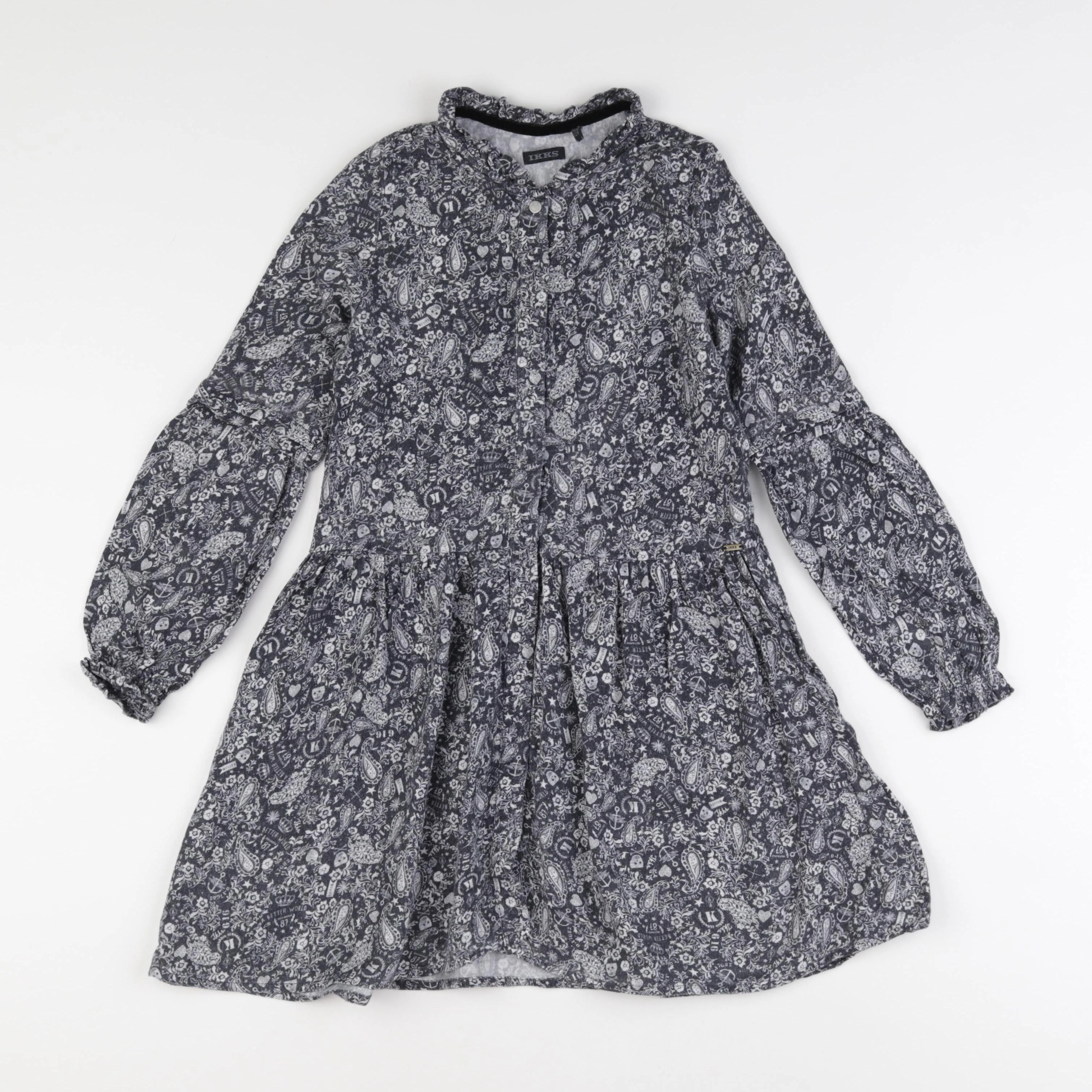 IKKS - robe blanc, bleu - 8 ans