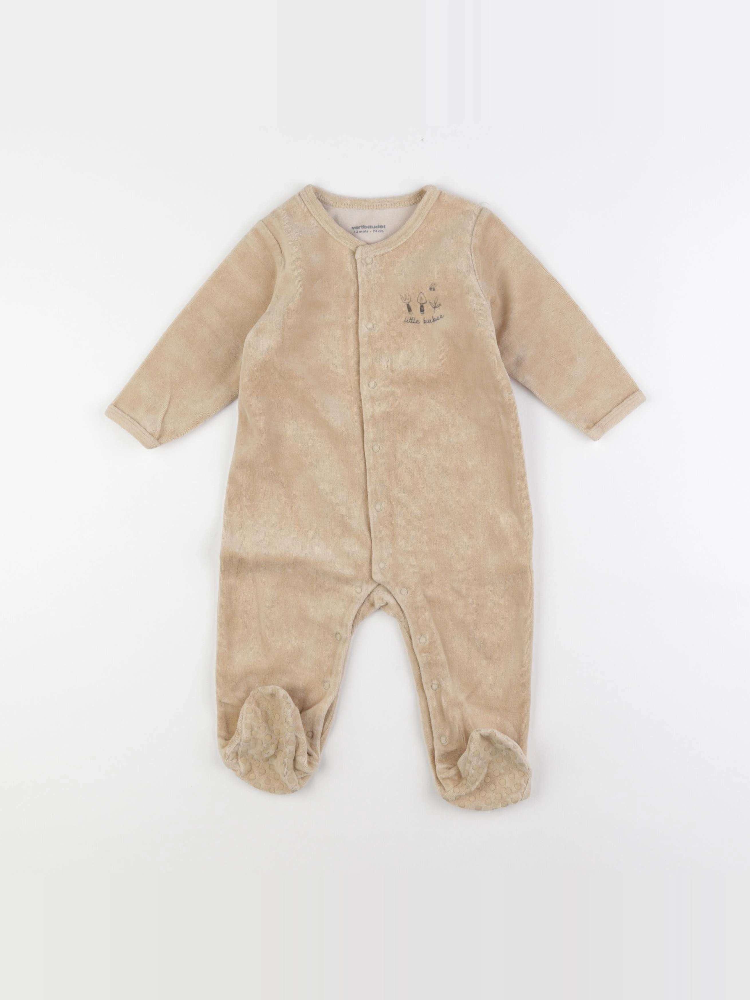 Vertbaudet - pyjama velours marron - 12 mois