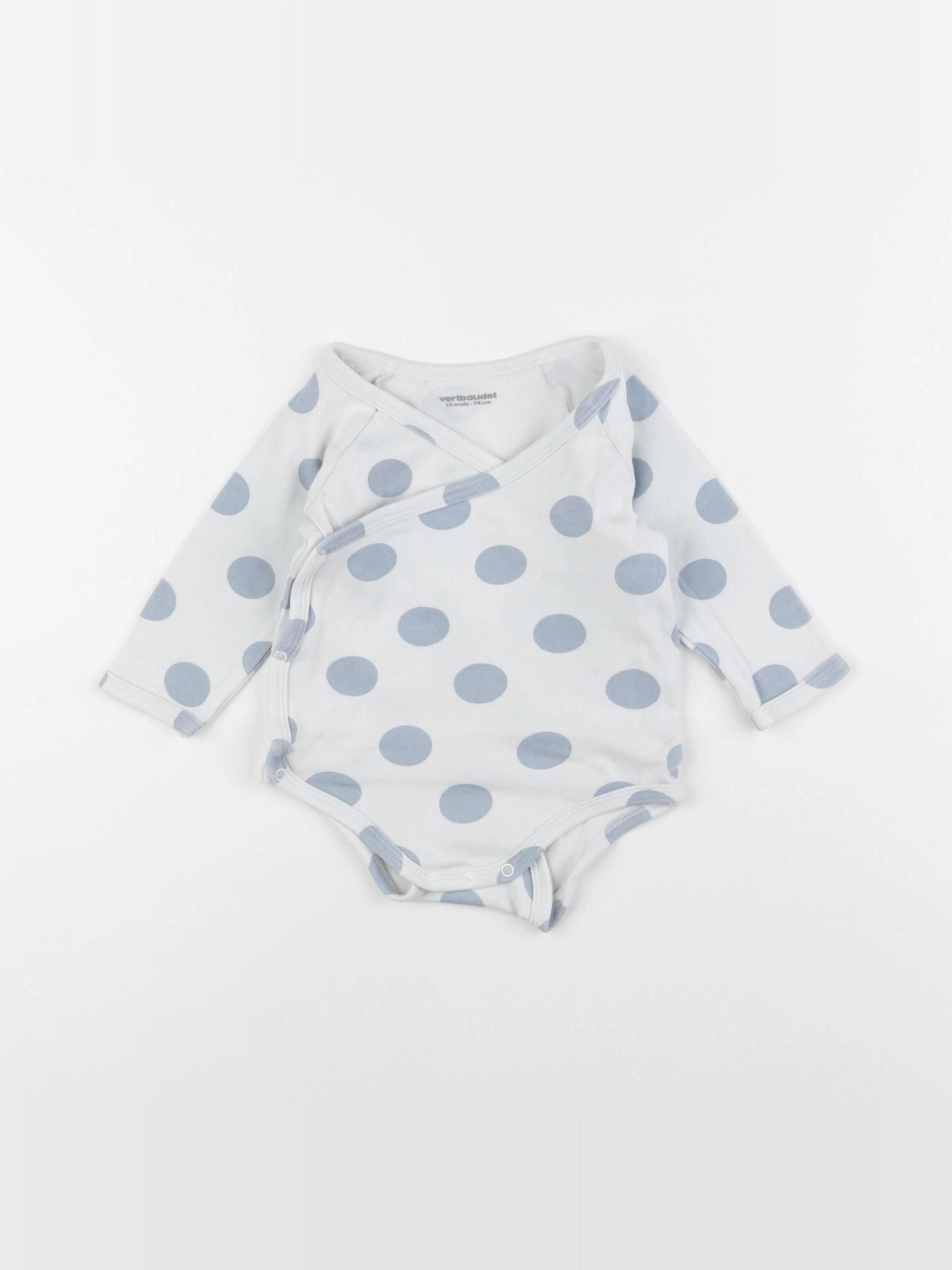 Vertbaudet - body blanc, bleu - 12 mois