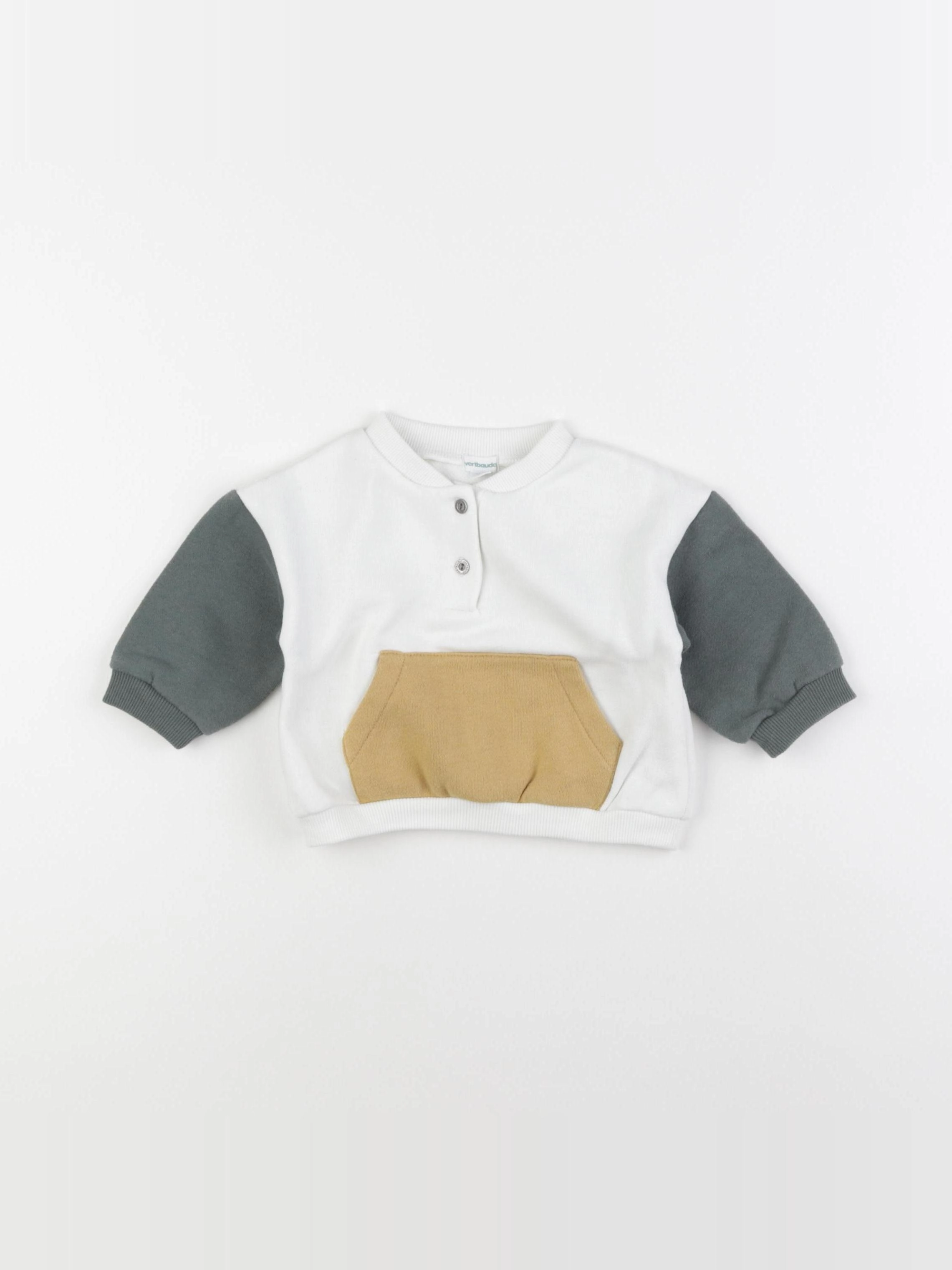 Vertbaudet - sweat beige - 9 mois