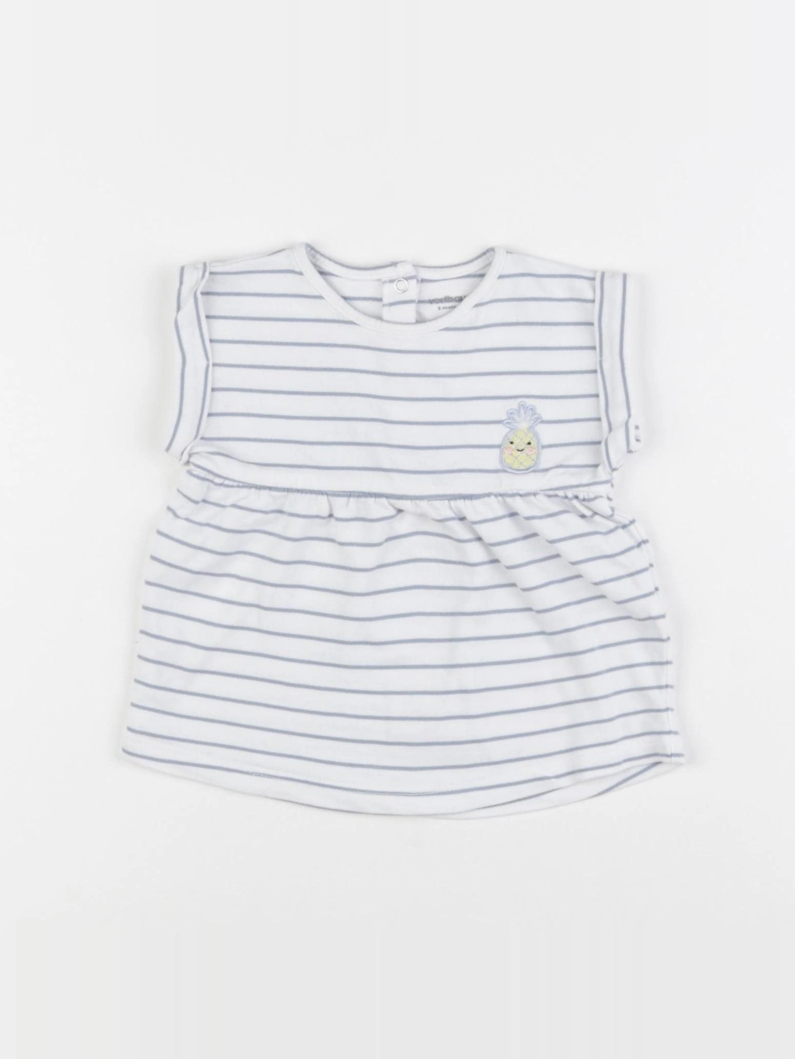 Vertbaudet - robe blanc, bleu - 3 mois