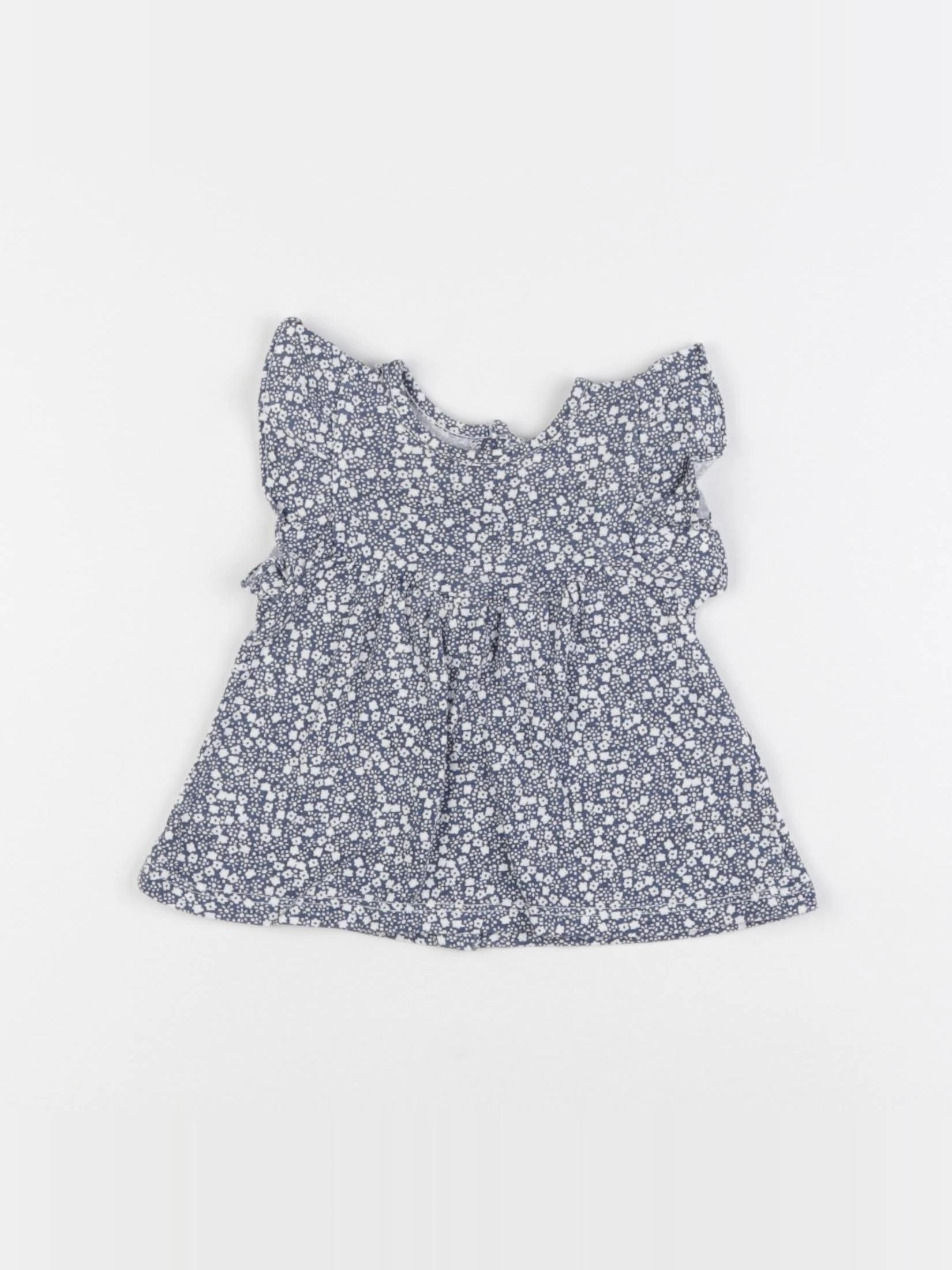 Vertbaudet - tee-shirt blanc, bleu - 3 mois