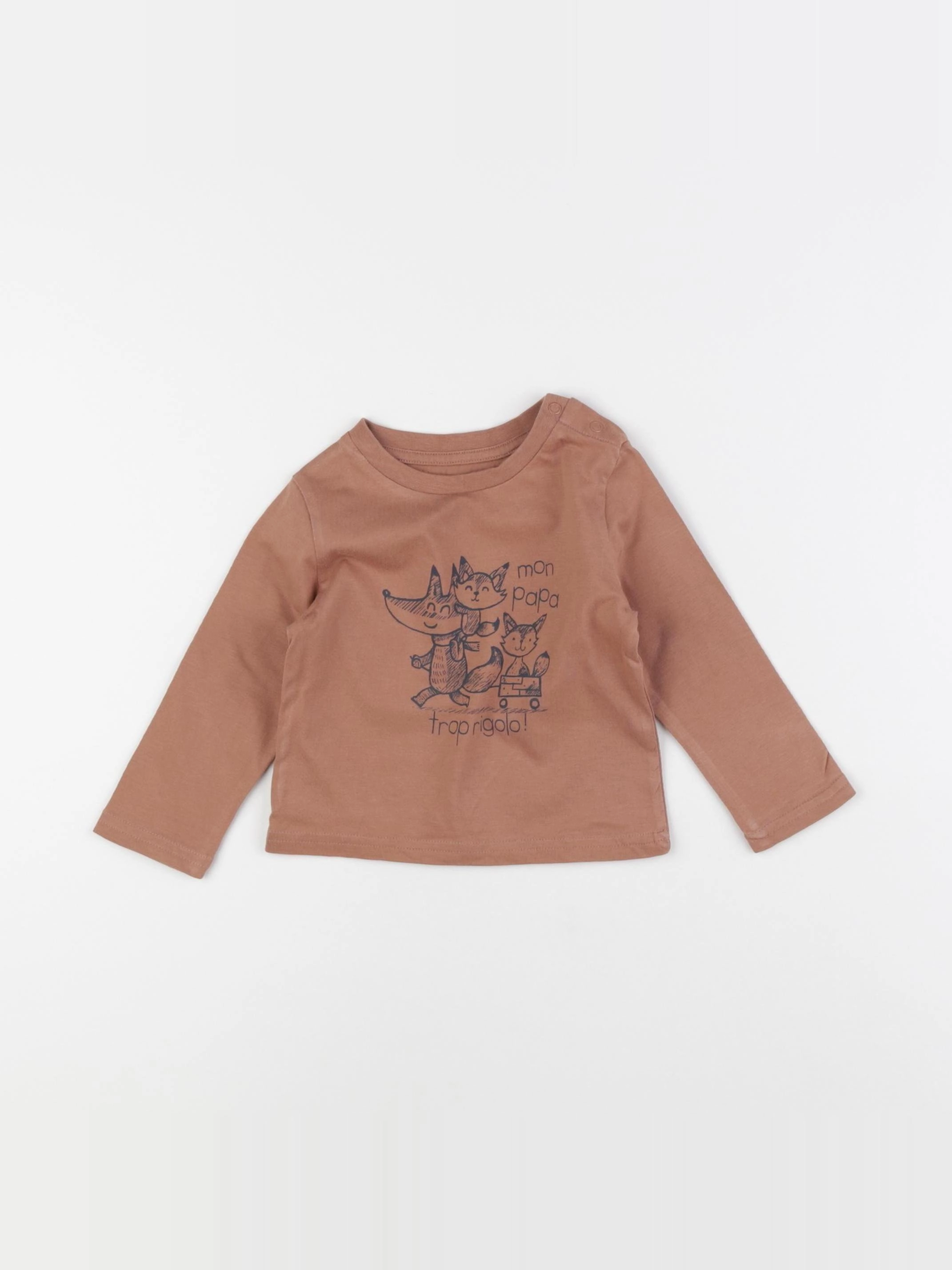 Vertbaudet - tee-shirt marron - 6 mois