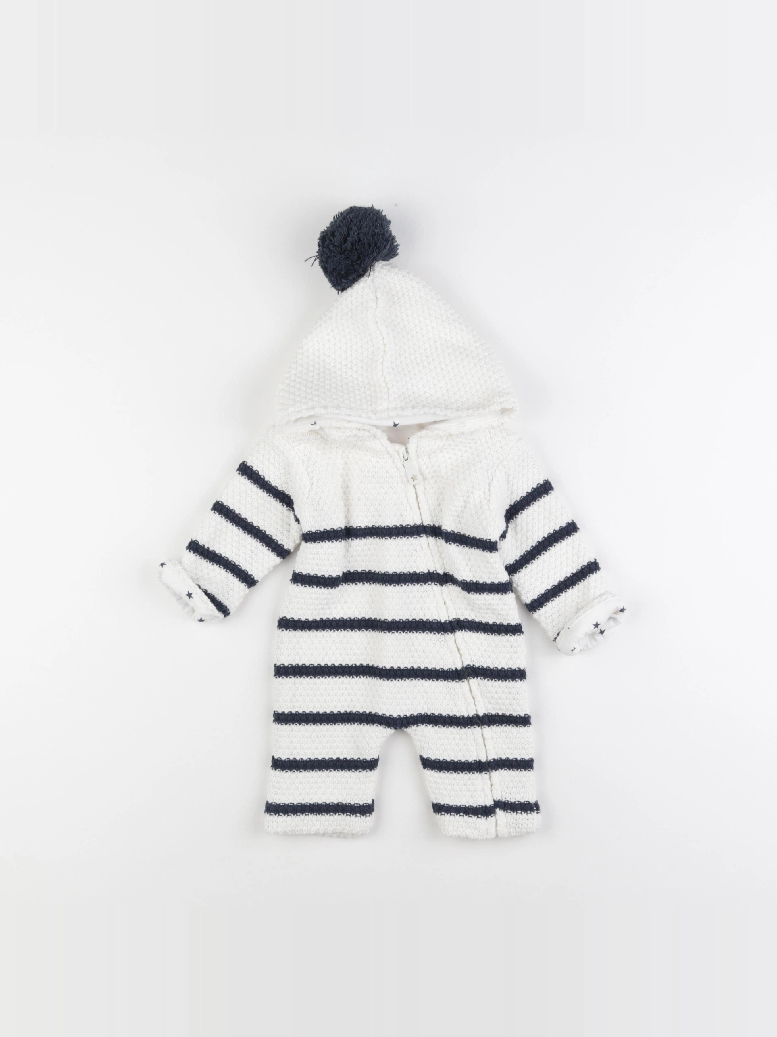 Vertbaudet - combinaison blanc, bleu - 1 mois