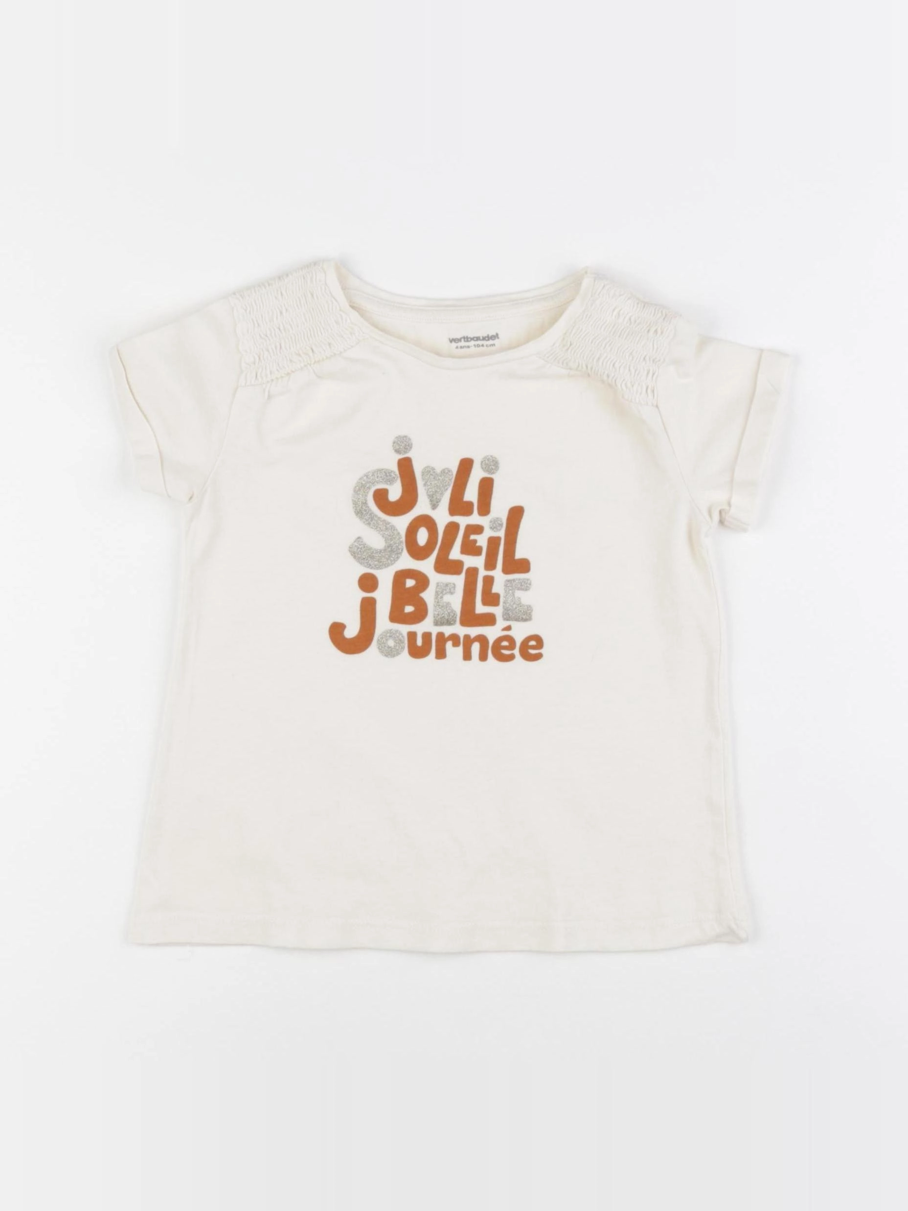Vertbaudet - tee-shirt beige - 4 ans