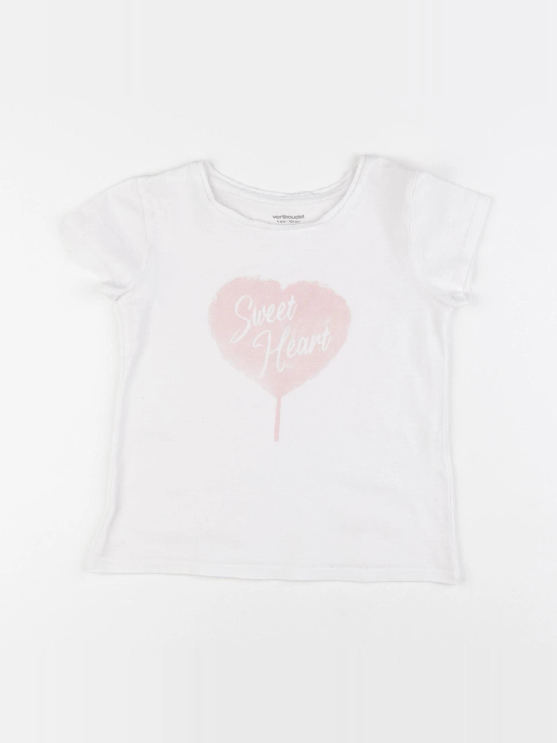 Vertbaudet - tee-shirt blanc - 4 ans