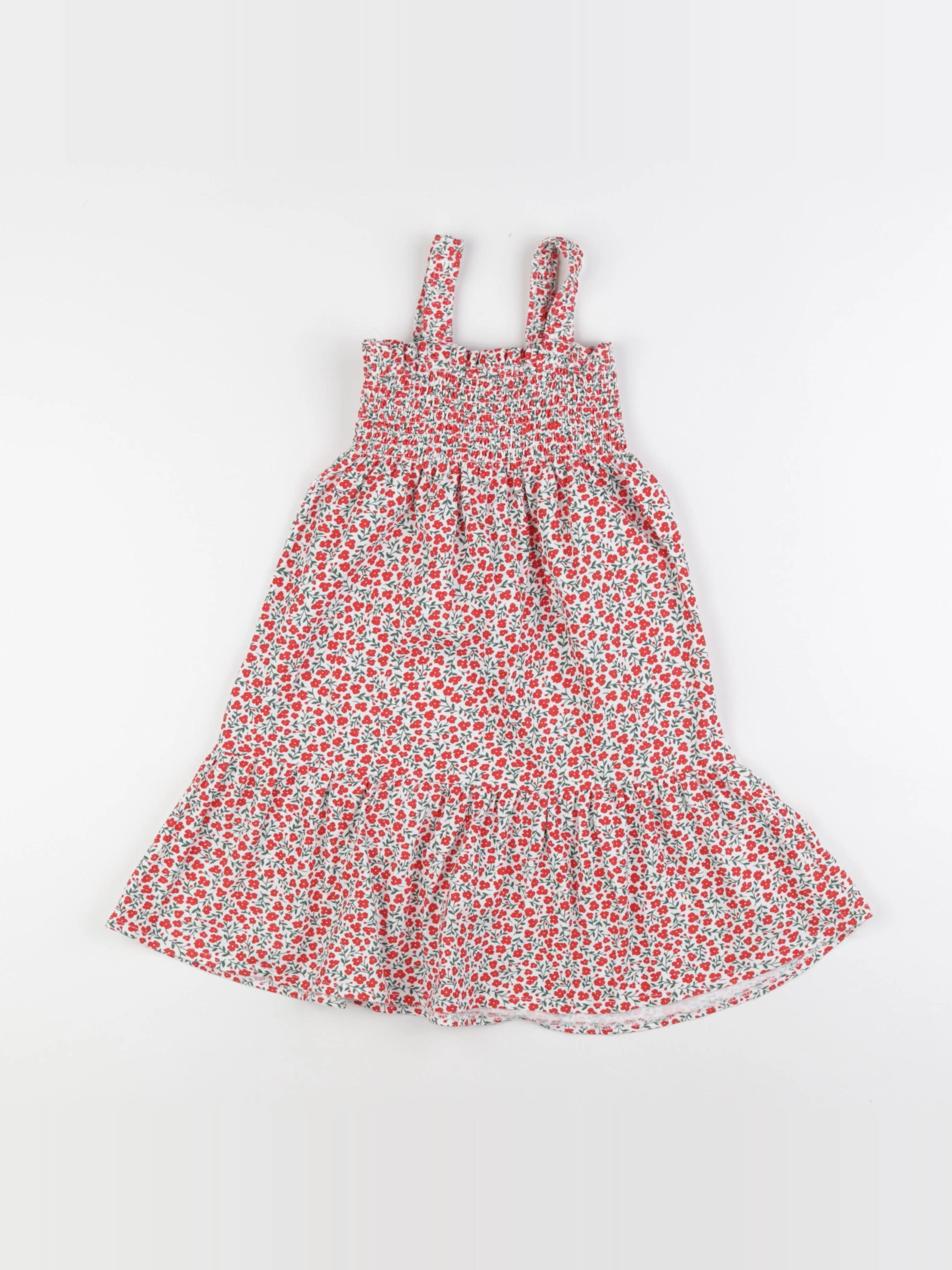 Vertbaudet - robe rouge, blanc - 4 ans