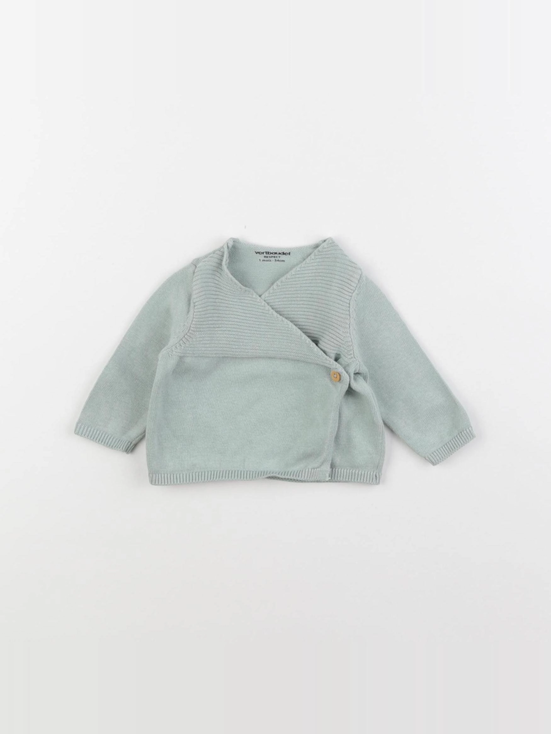 Vertbaudet - gilet vert - 1 mois