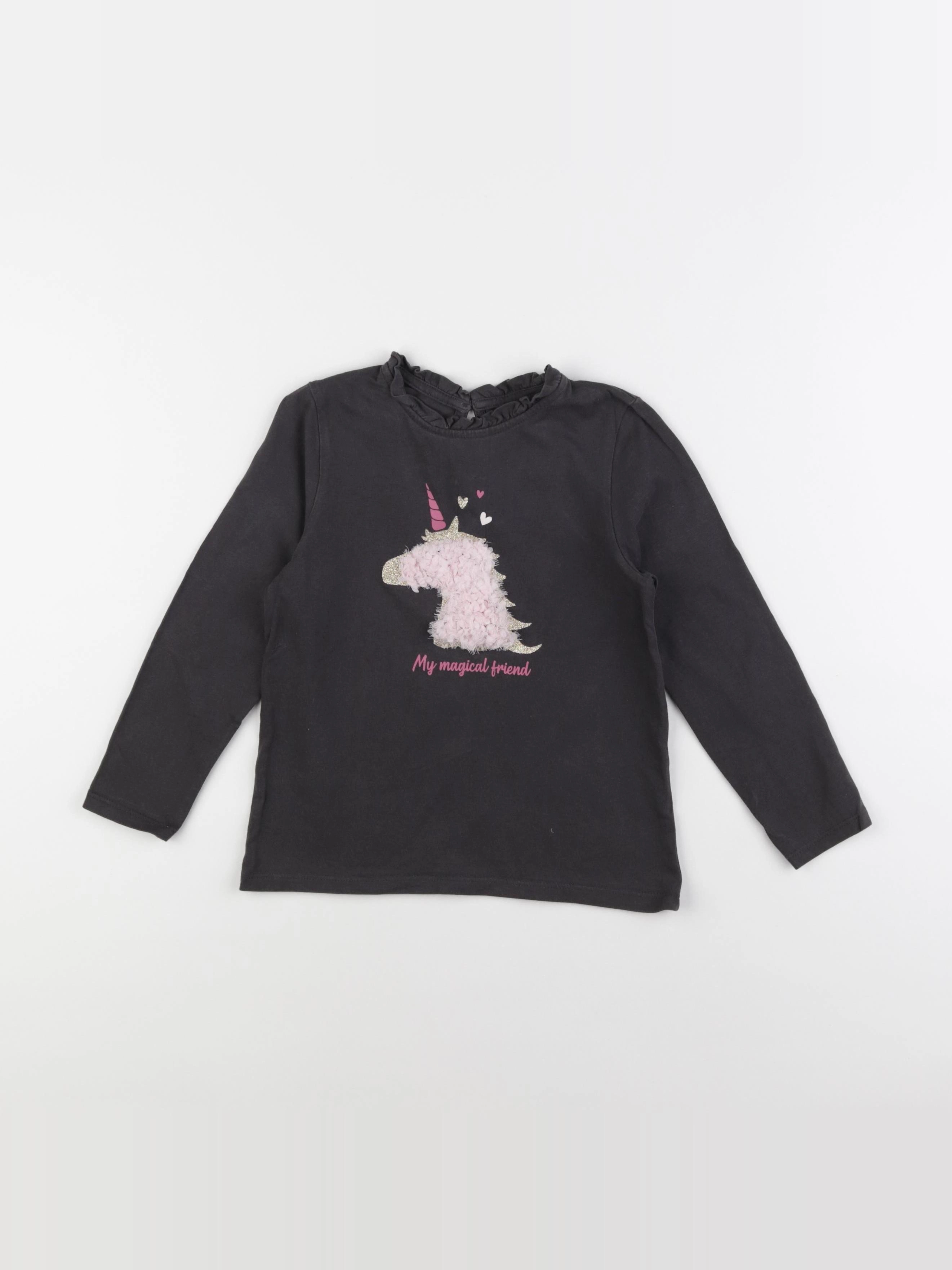 Vertbaudet - tee-shirt marron, rose - 6 ans