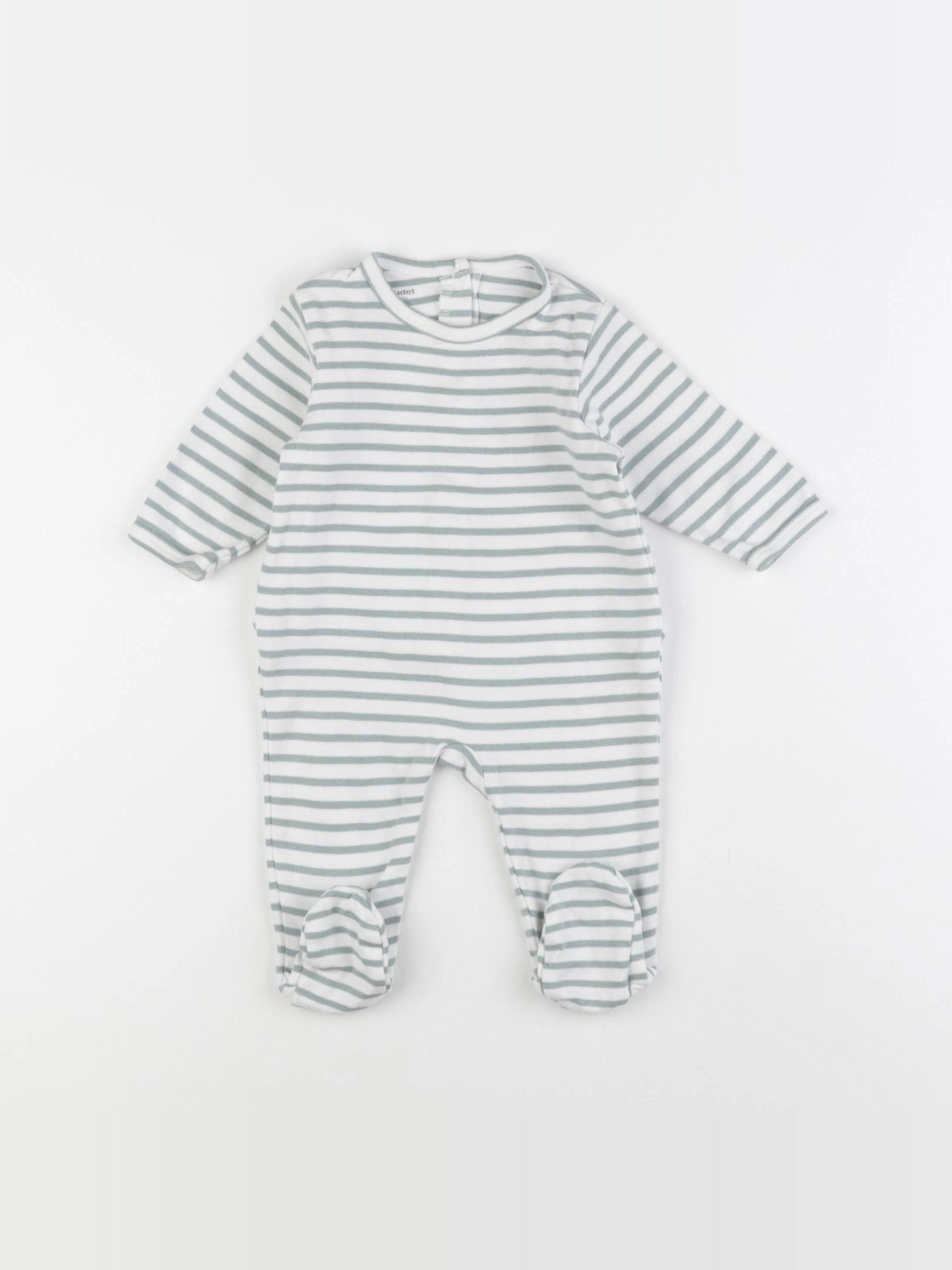 Vertbaudet - pyjama coton vert, beige - 6 mois