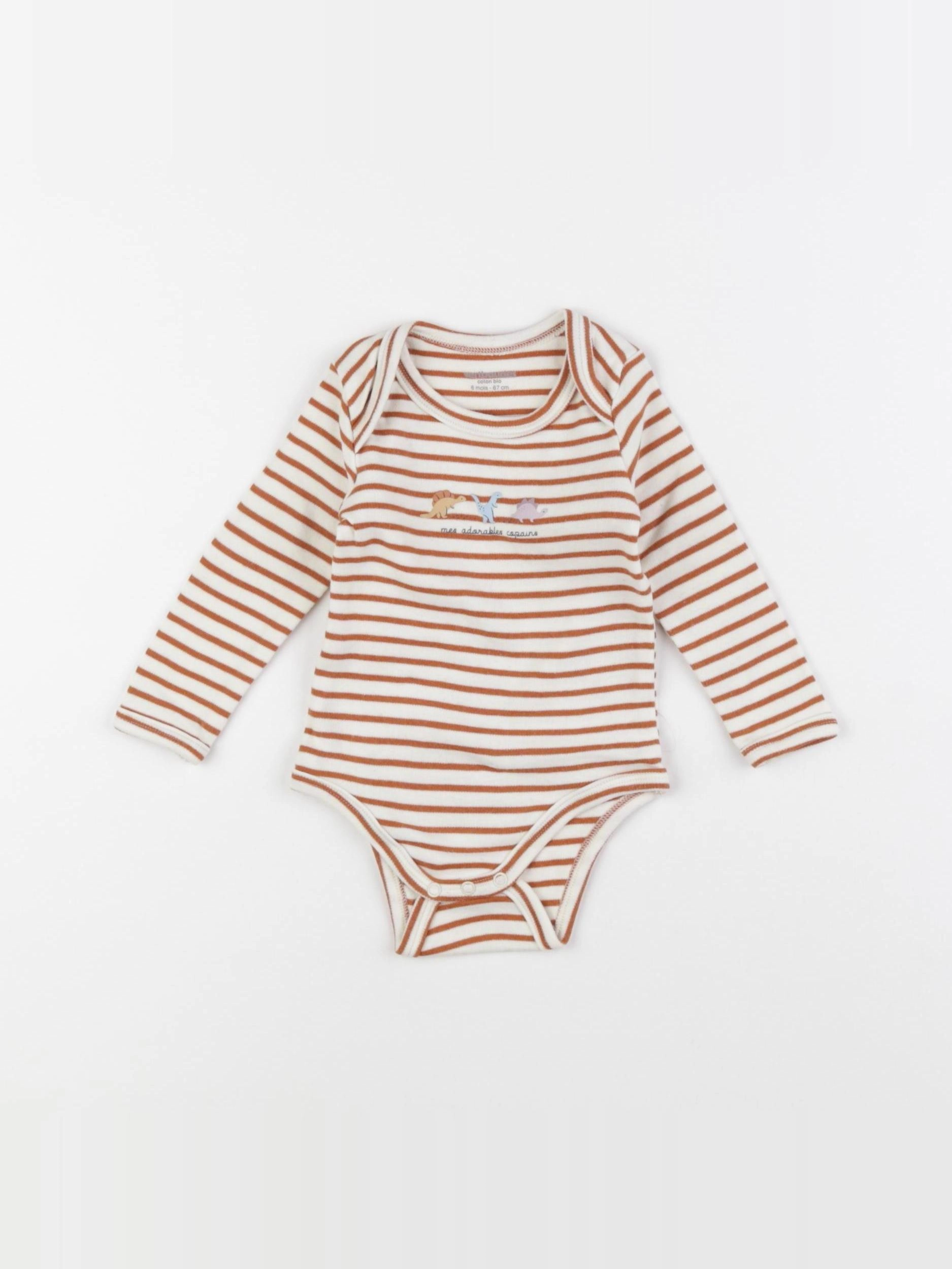 Vertbaudet - body beige, marron - 6 mois