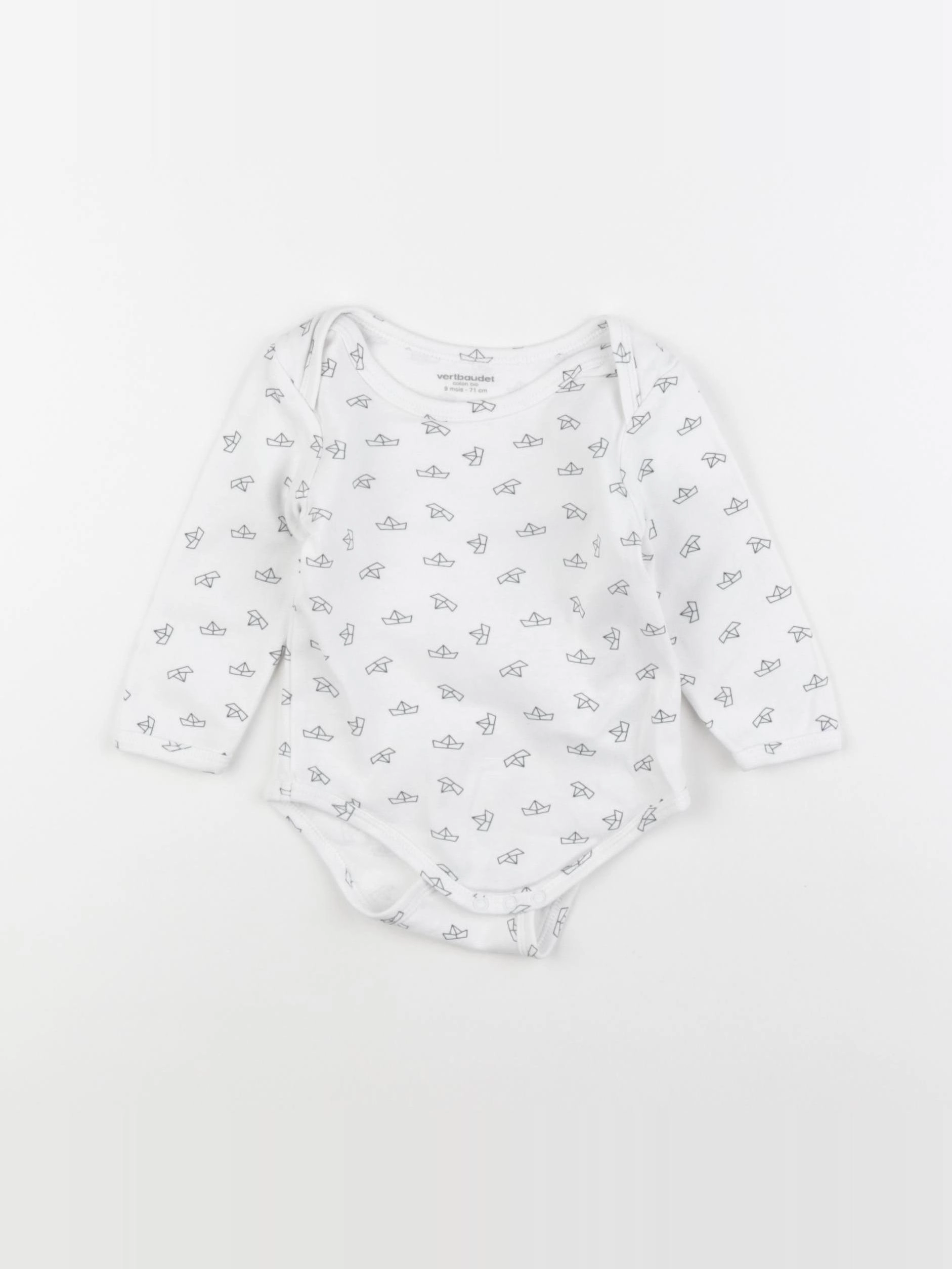 Vertbaudet - body bleu, blanc - 9 mois