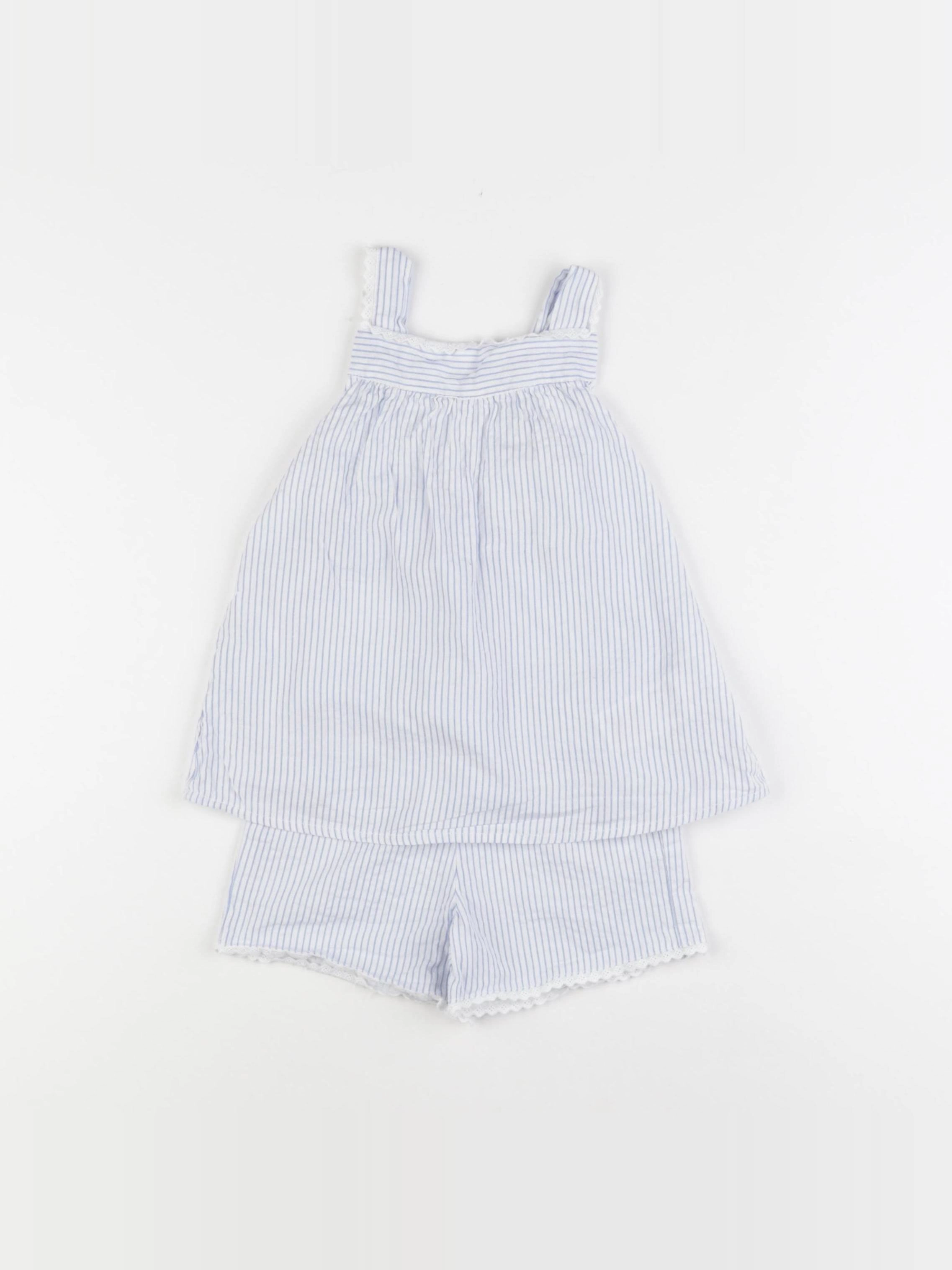 Vertbaudet - pyjama coton blanc, bleu - 3 ans