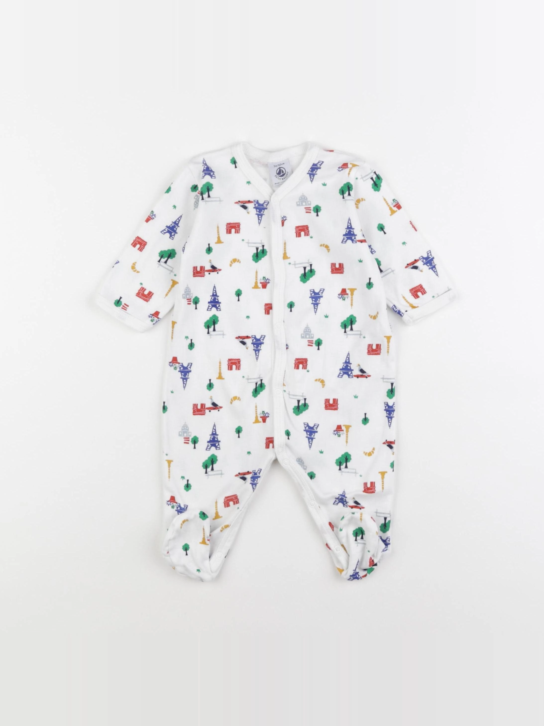 Petit Bateau - pyjama coton blanc - 3 mois