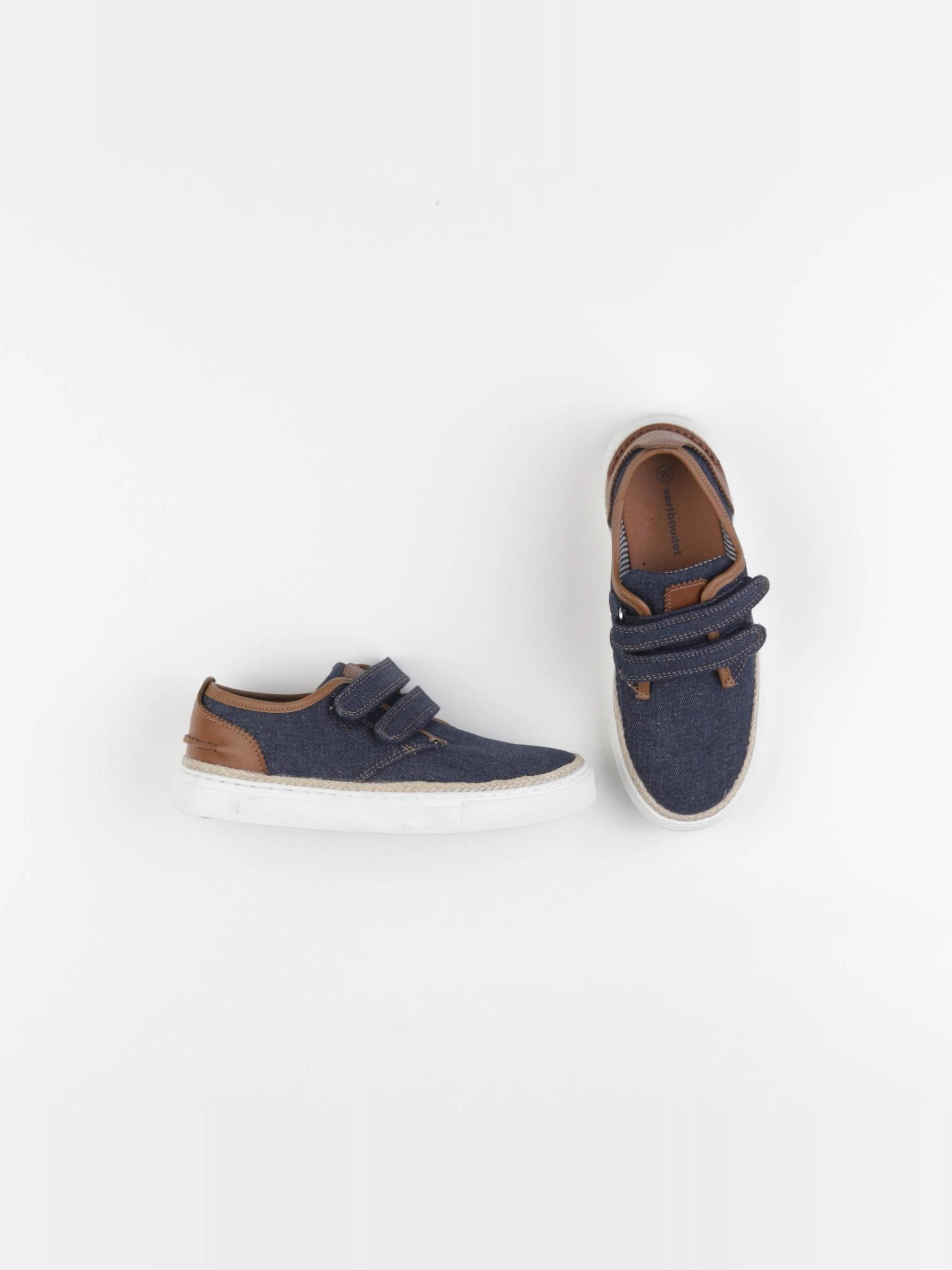Vertbaudet - tennis à scratch/ lacets bleu - pointure 35