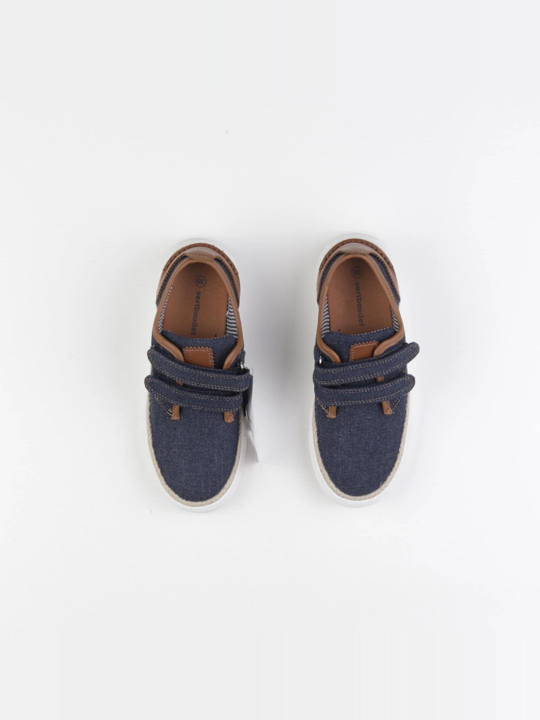 Vertbaudet - tennis à scratch/ lacets bleu - pointure 35