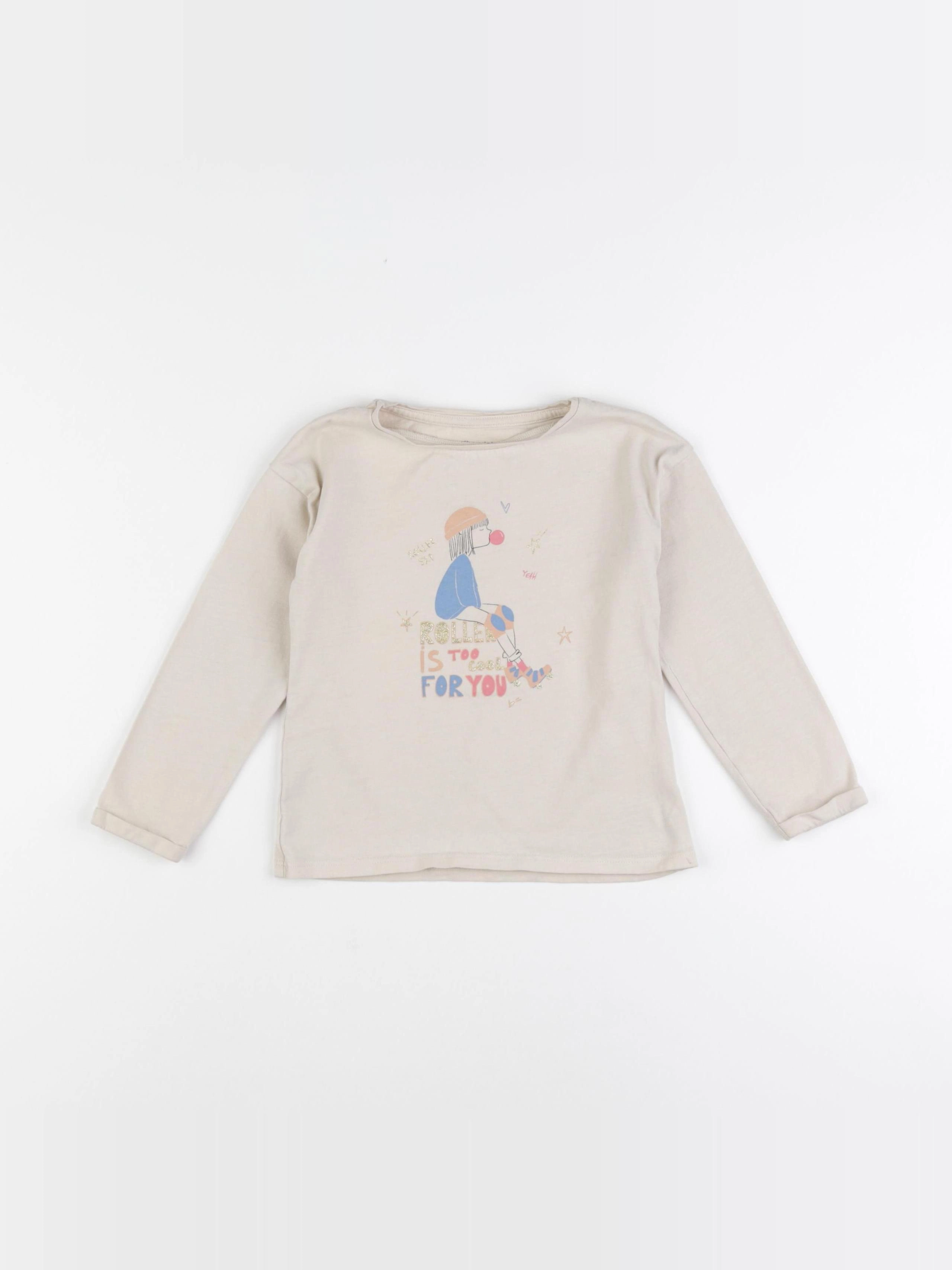 Vertbaudet - tee-shirt beige - 4 ans