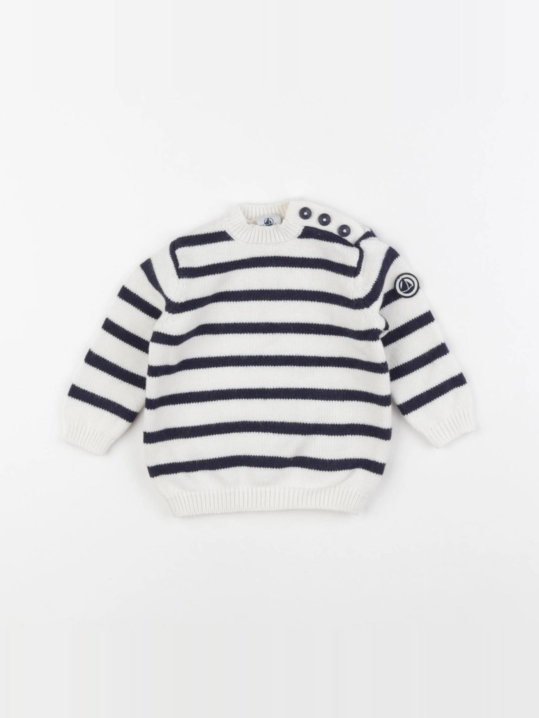 Petit Bateau - pull blanc, bleu - 6 mois