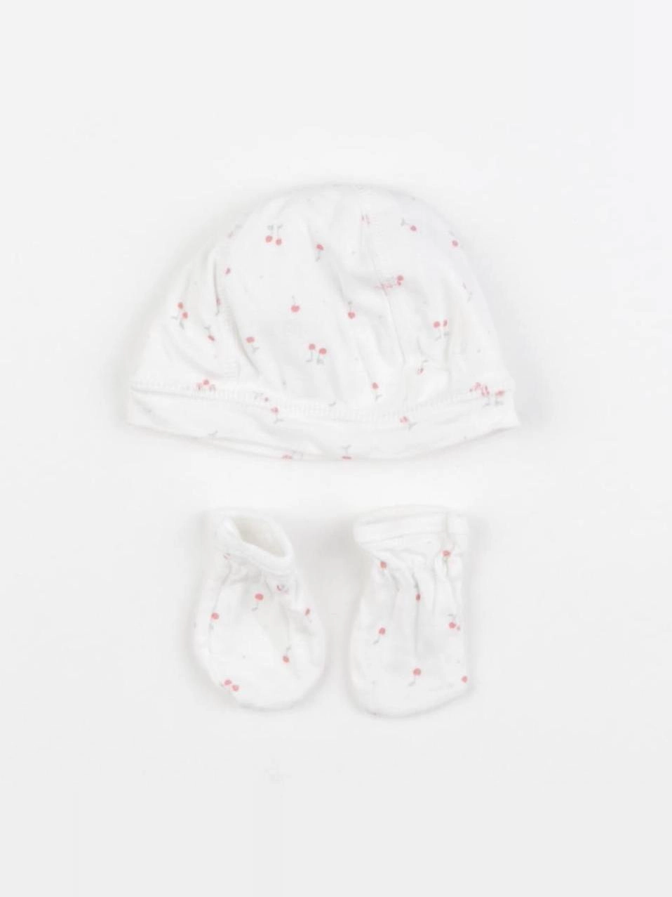 Petit Bateau - ensemble bonnet/moufles blanc - 0/1 mois