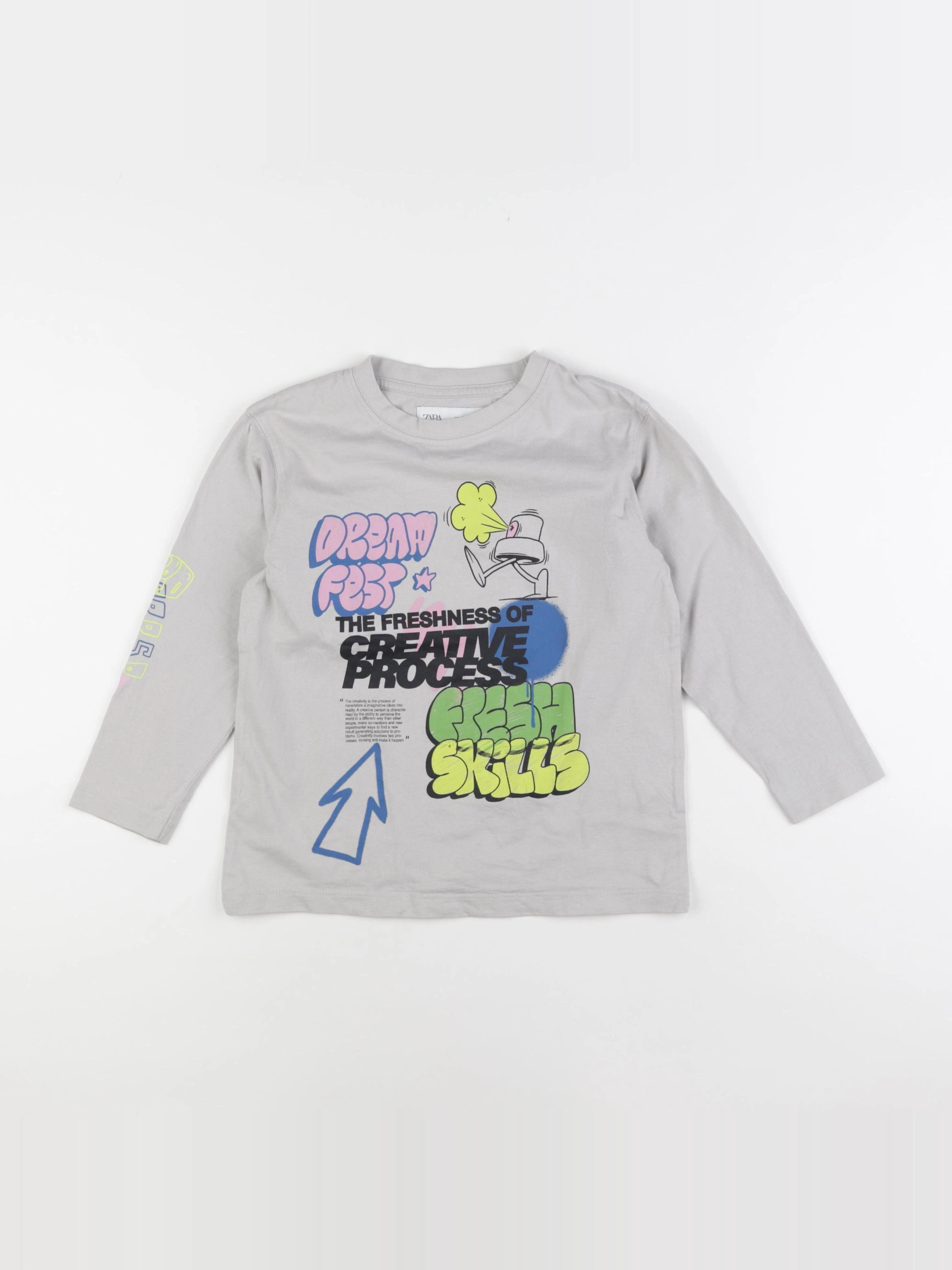 Zara - tee-shirt gris - 6/7 ans