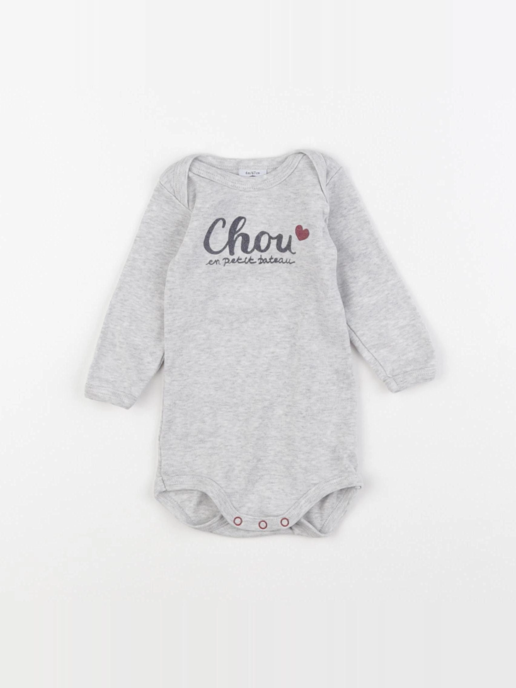 Petit Bateau - body gris - 6 mois