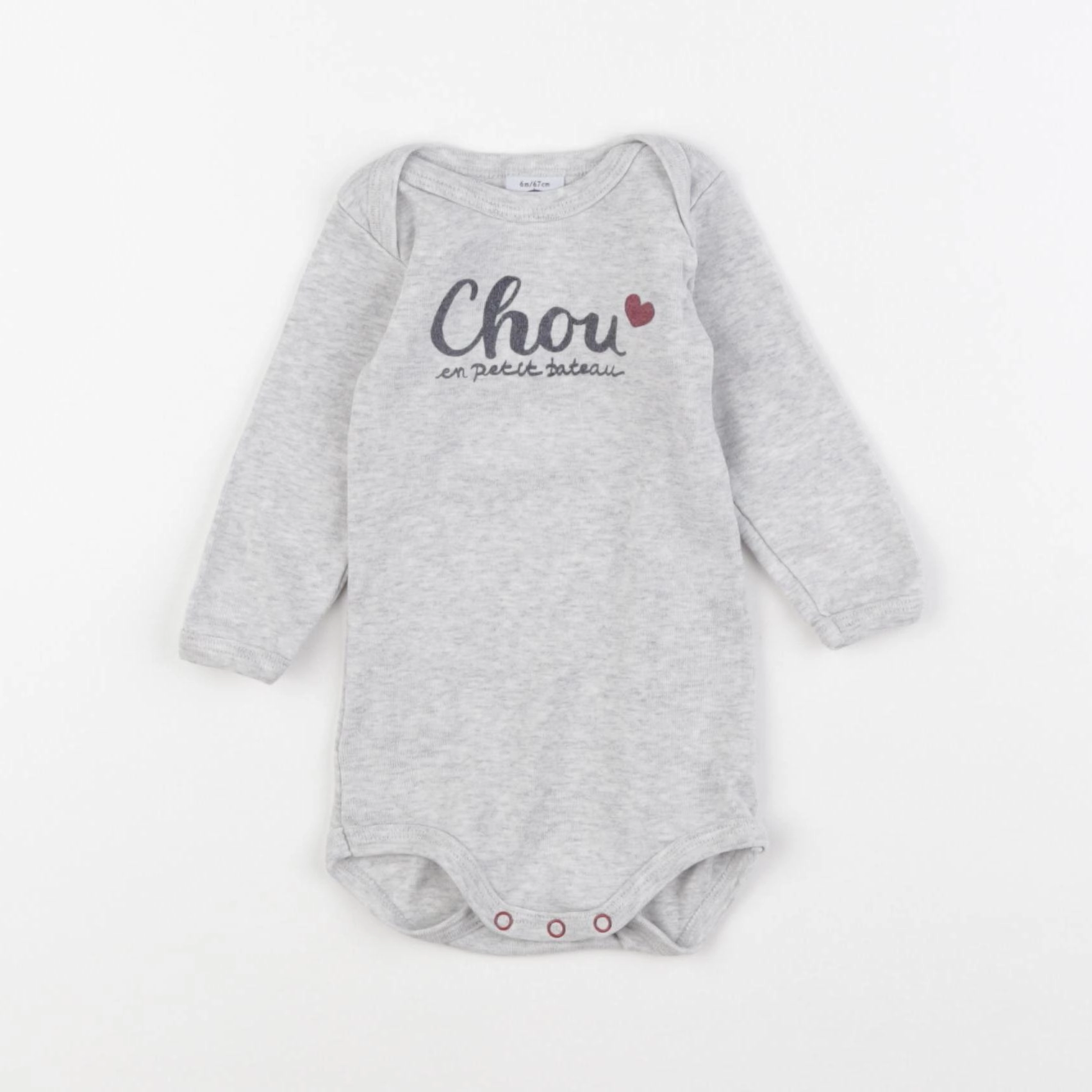 Petit Bateau - body gris - 6 mois