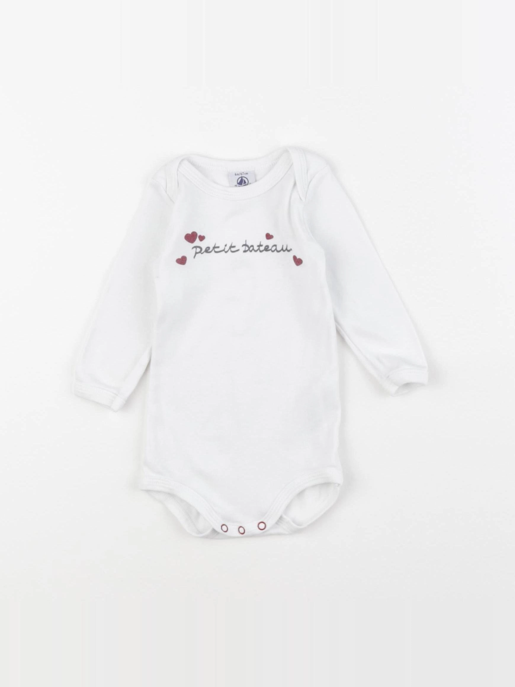 Petit Bateau - body blanc - 6 mois