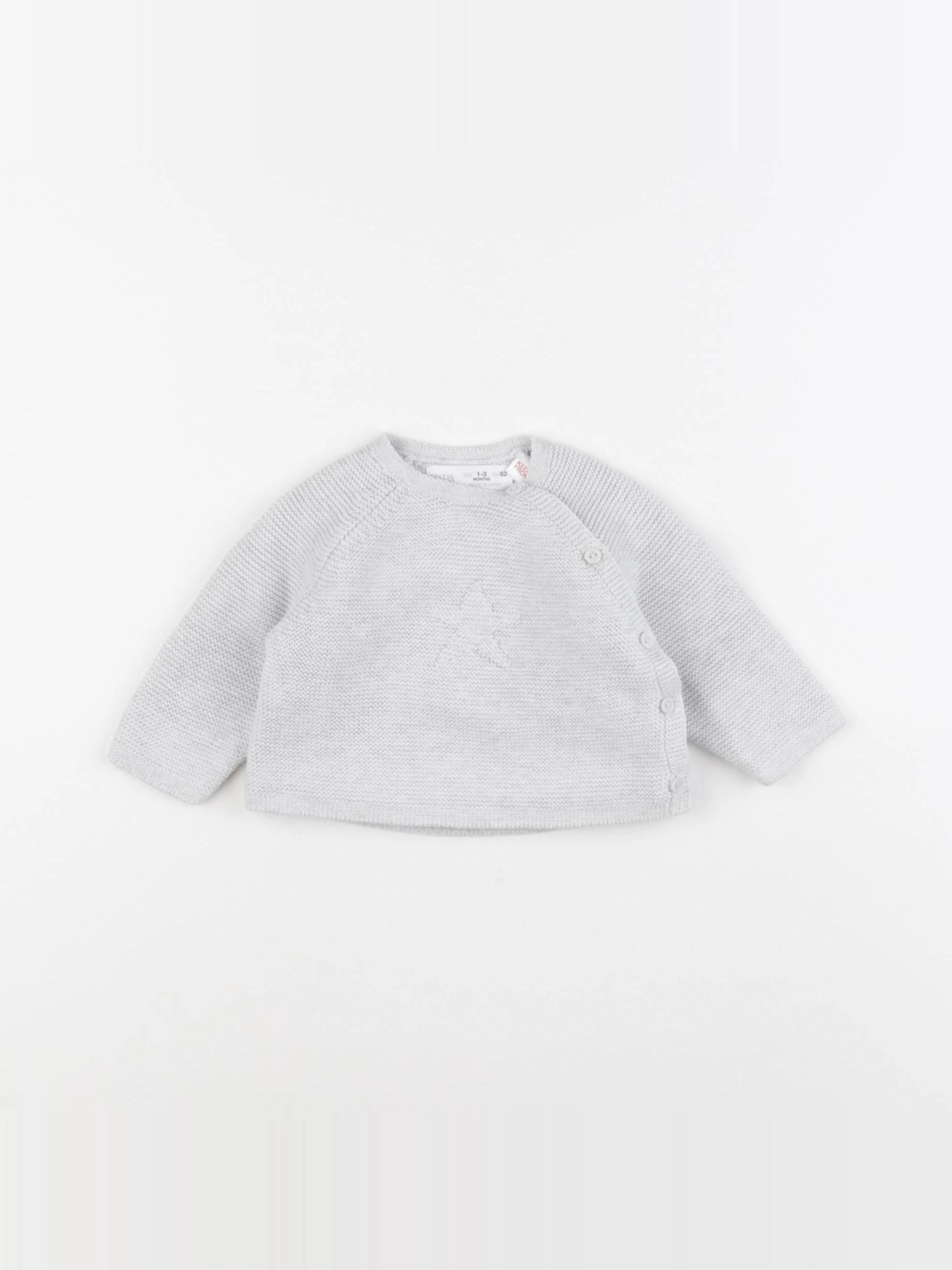 Zara - pull gris - 1/3 mois