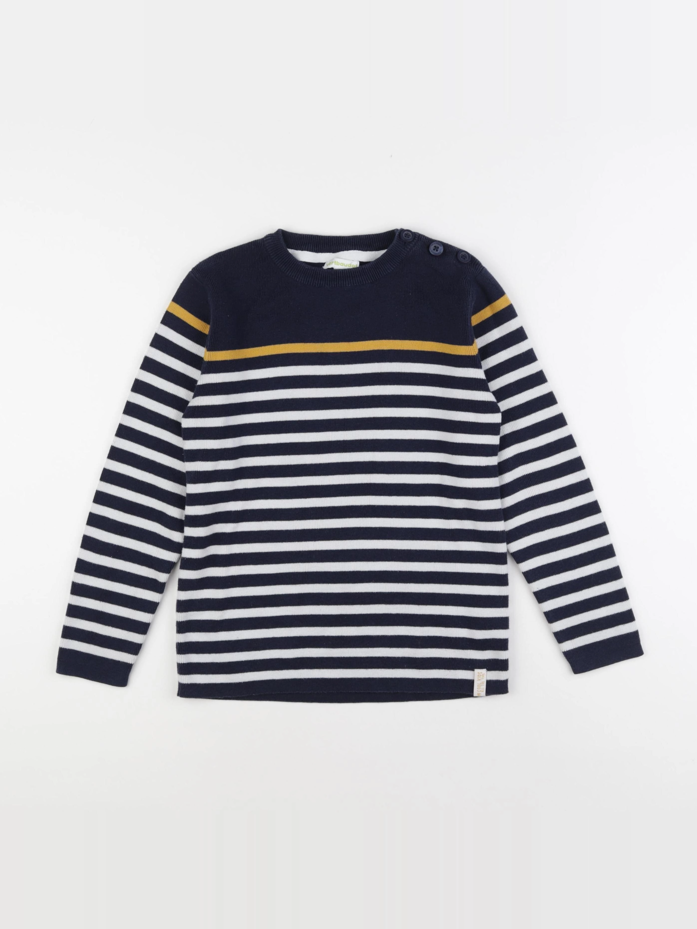 Vertbaudet - pull bleu, blanc - 10 ans