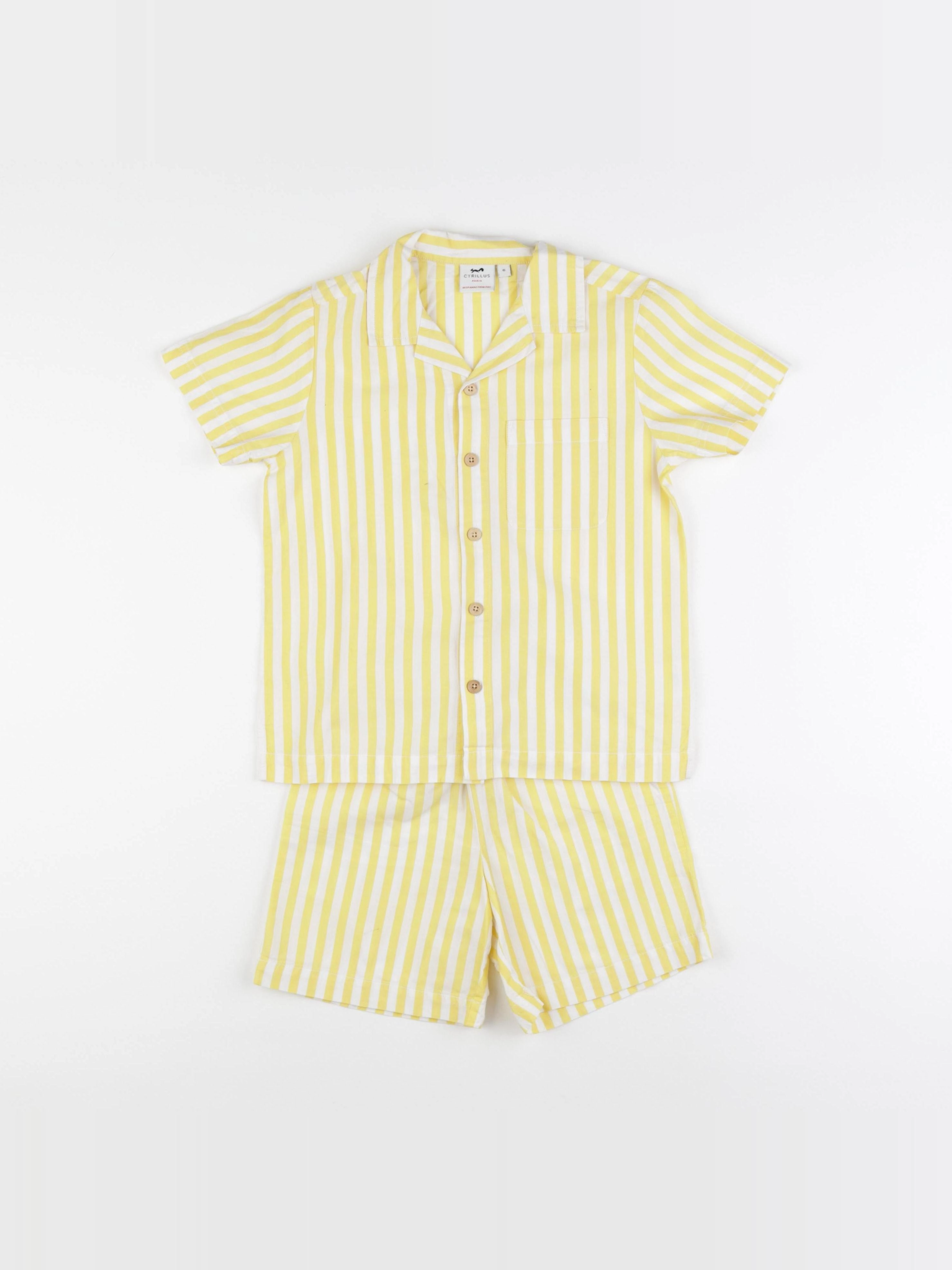 Cyrillus - pyjama coton jaune, blanc - 6 ans