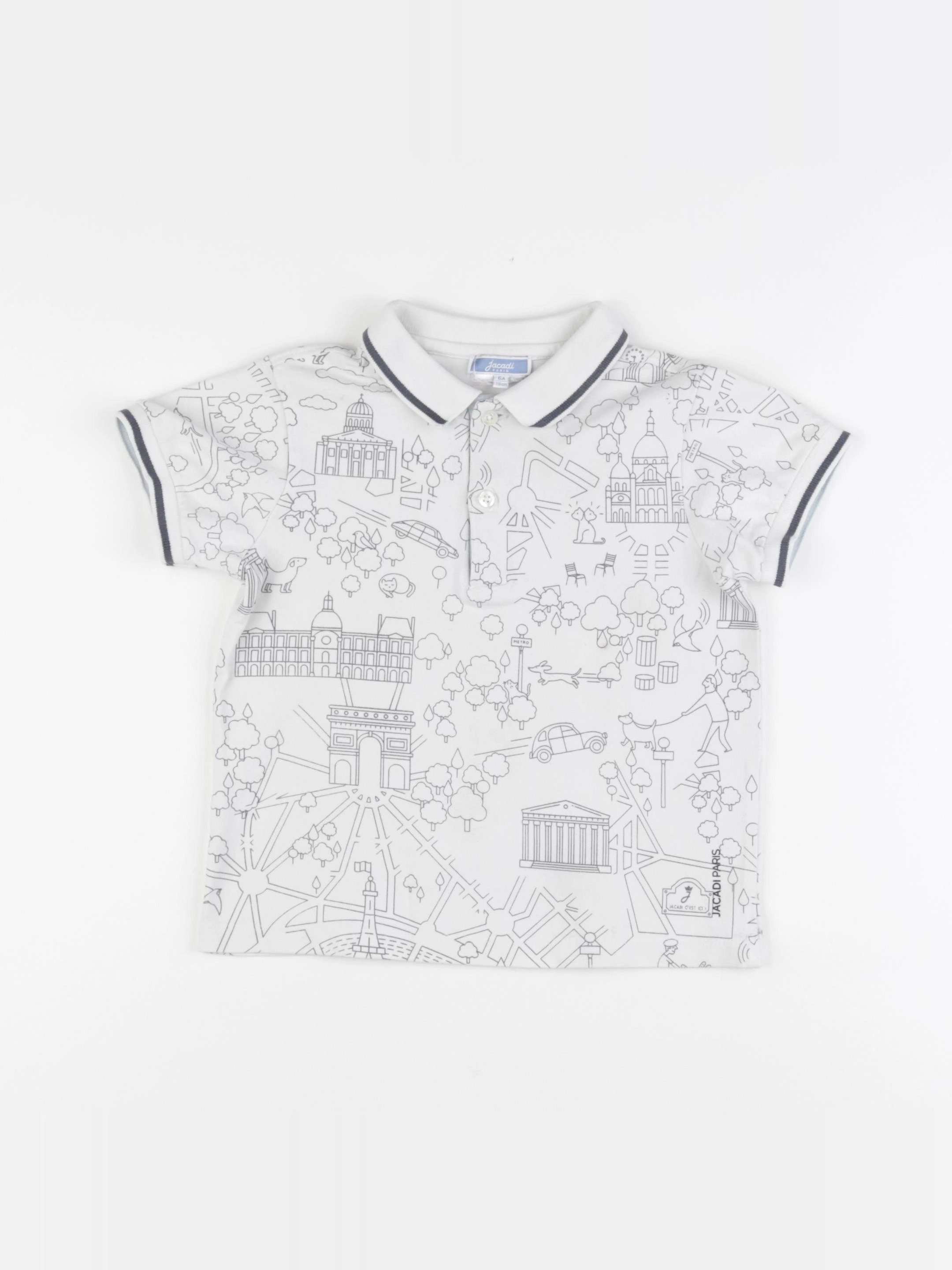 Jacadi - polo blanc, bleu - 6 ans
