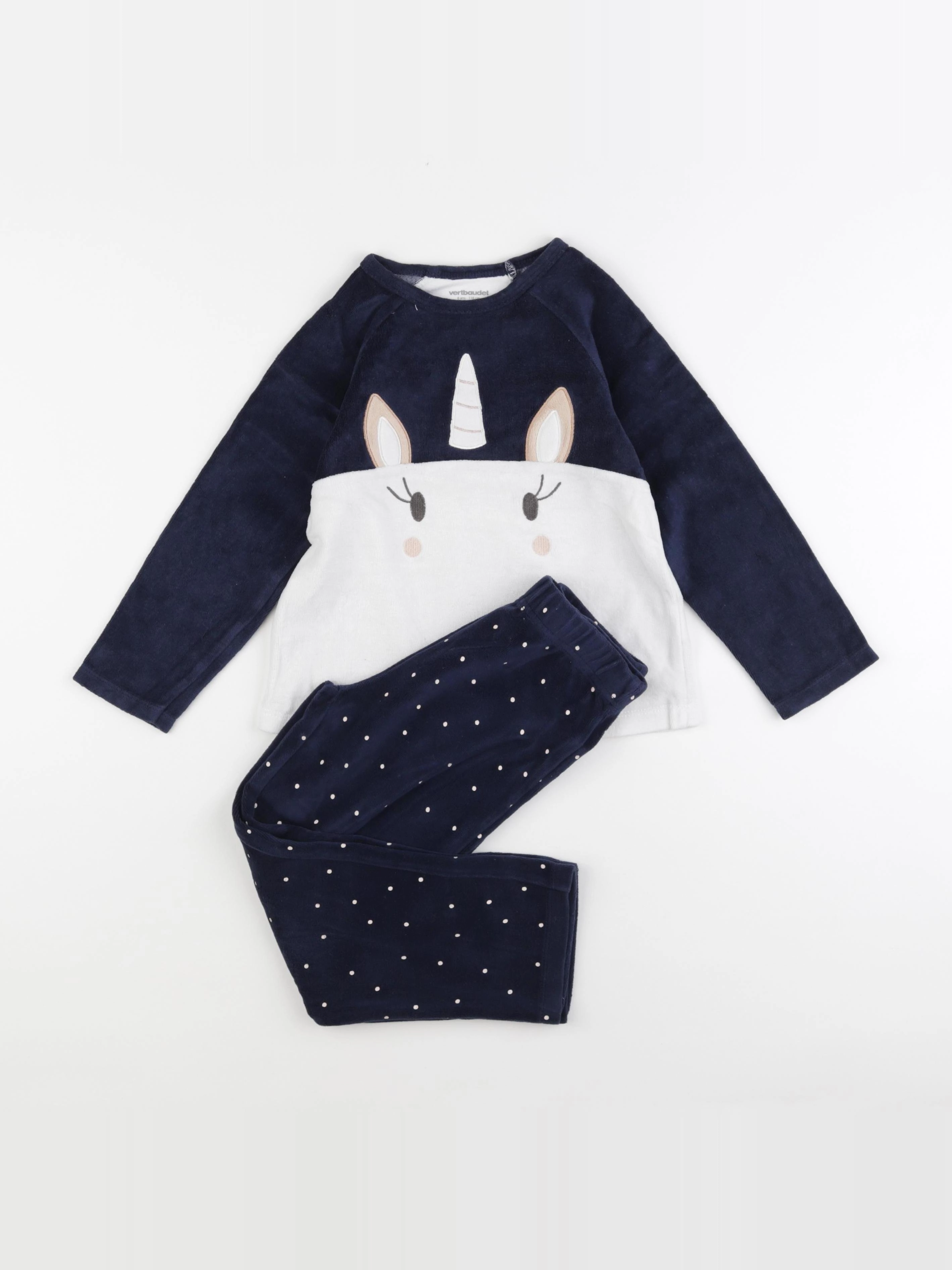 Vertbaudet - pyjama velours bleu - 6 ans