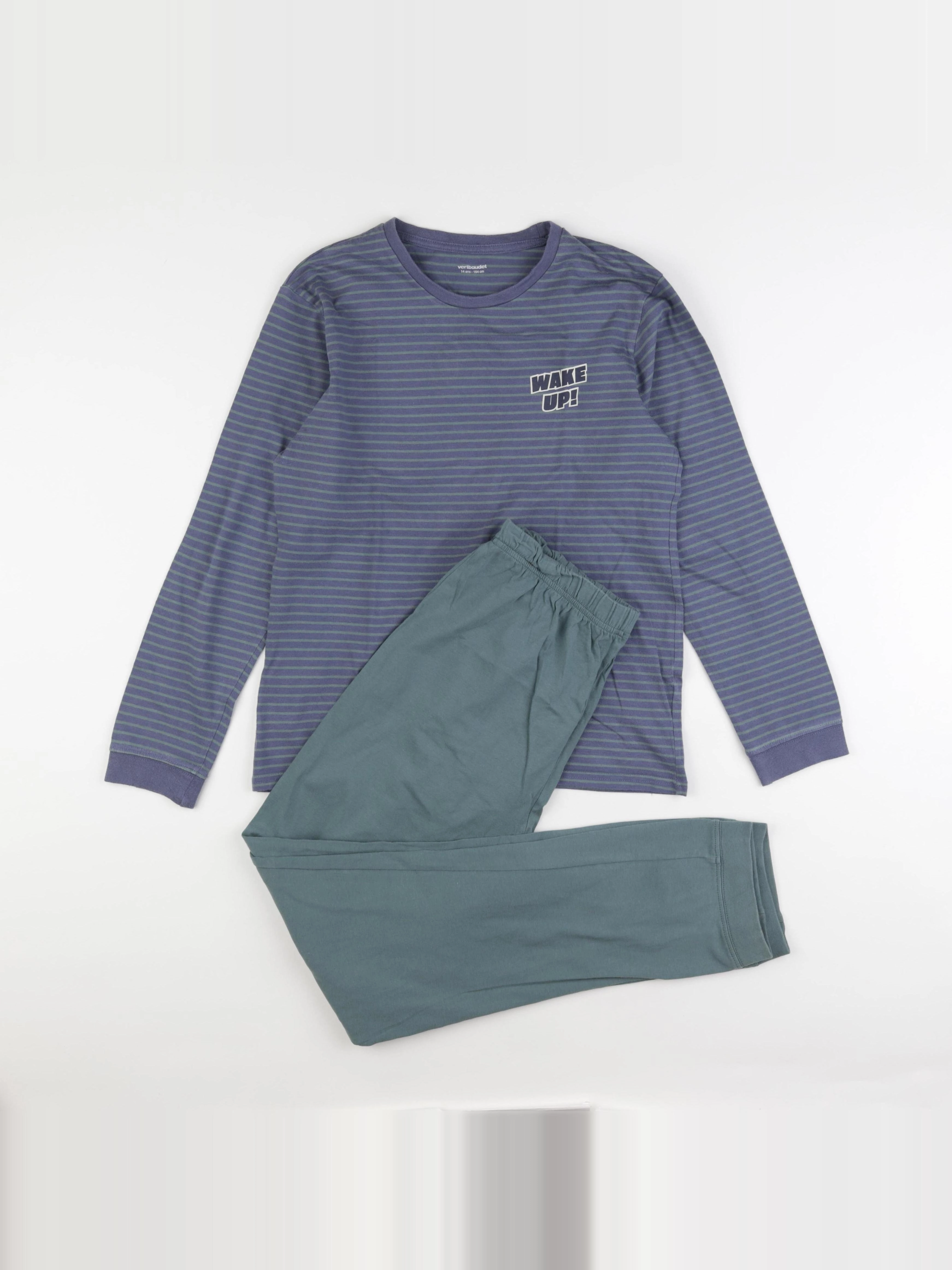 Vertbaudet - pyjama coton vert, bleu - 14 ans