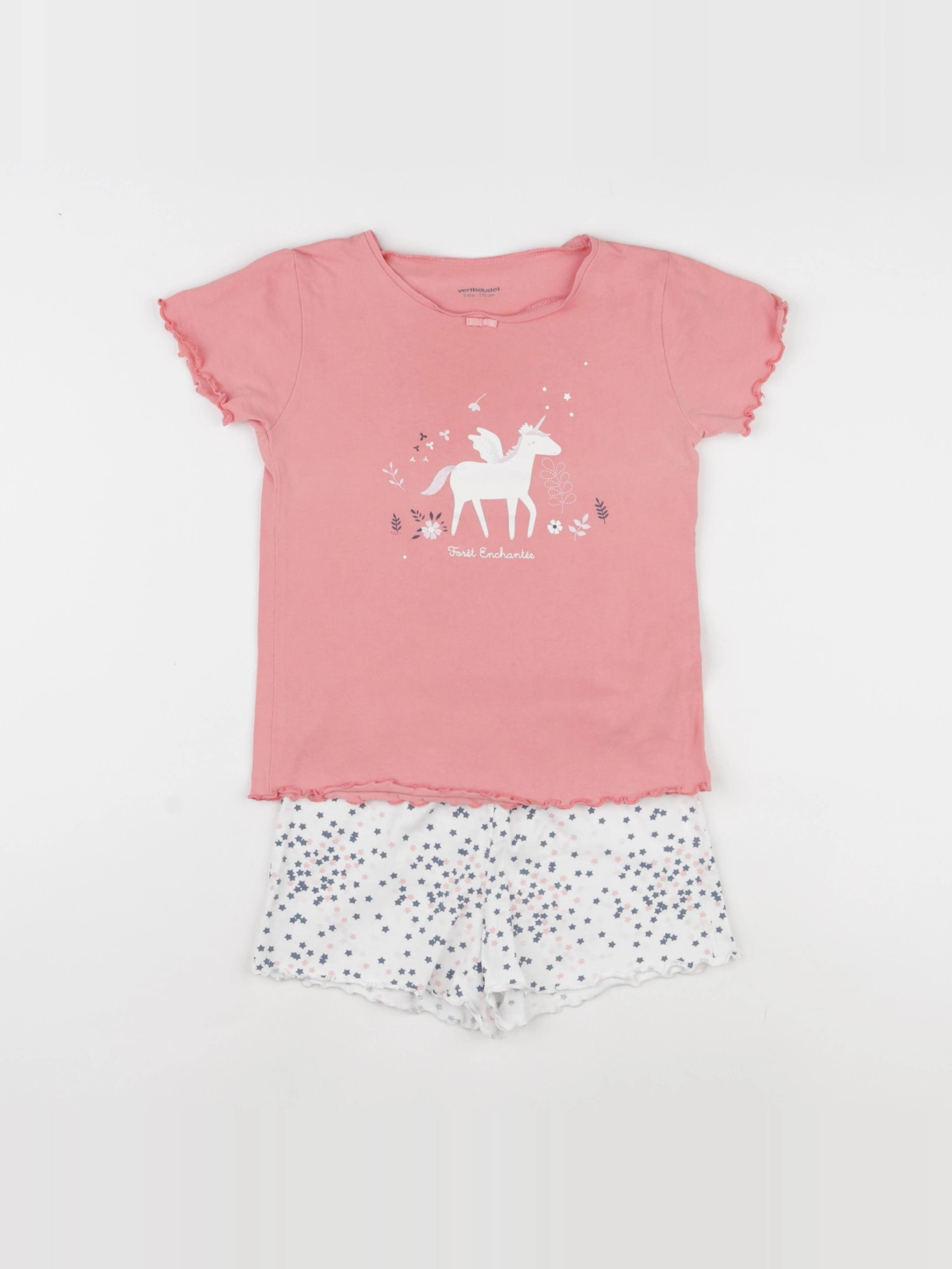 Vertbaudet - pyjama coton blanc, rose - 5 ans