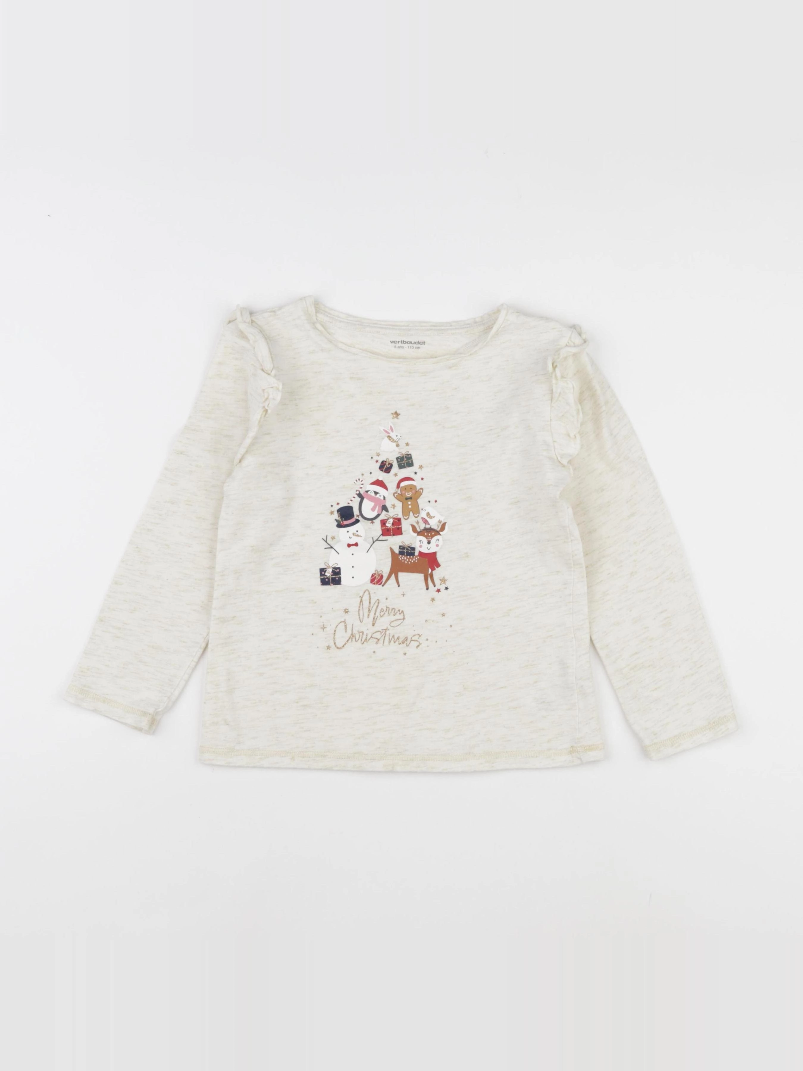 Vertbaudet - tee-shirt beige - 5 ans