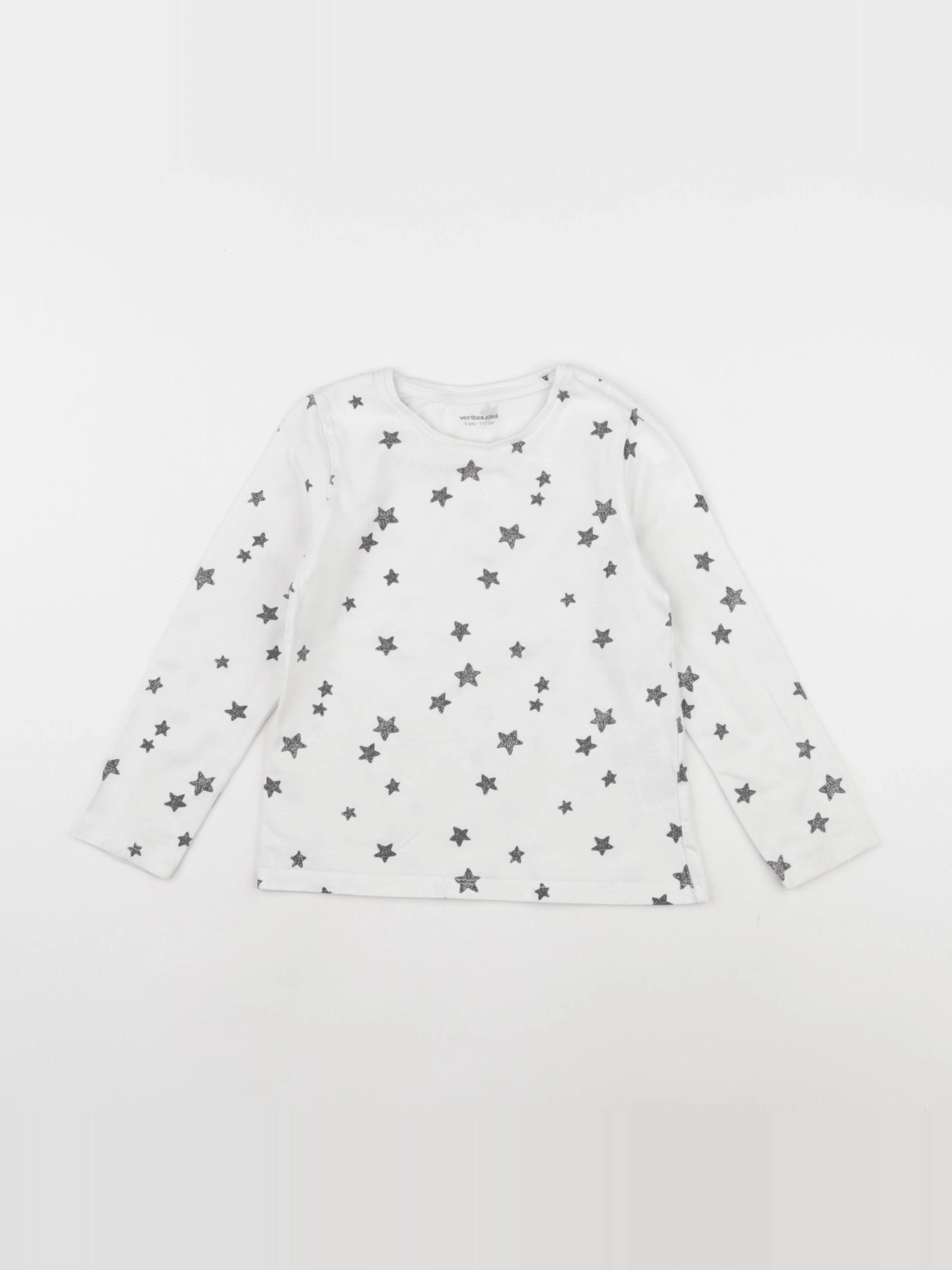 Vertbaudet - tee-shirt blanc, gris - 5 ans