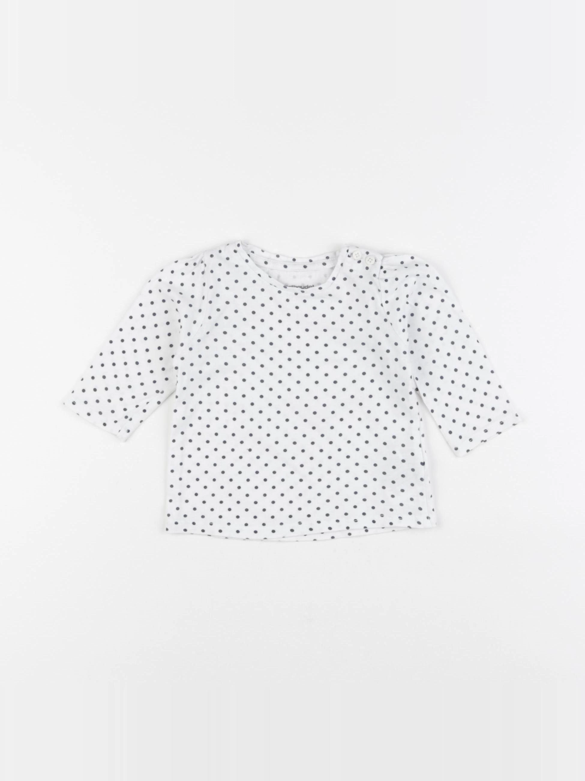 Vertbaudet - tee-shirt blanc, bleu - 3 mois