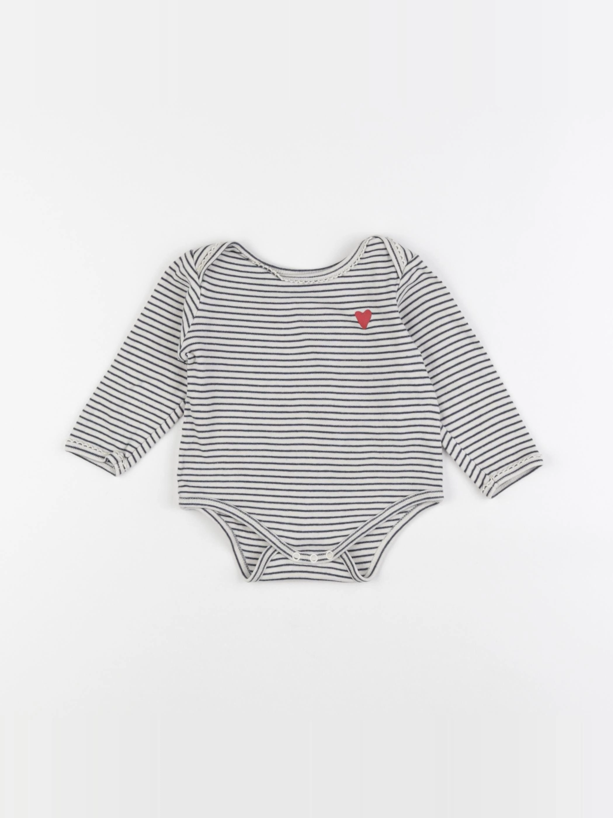 Vertbaudet - body blanc, bleu - 12 mois