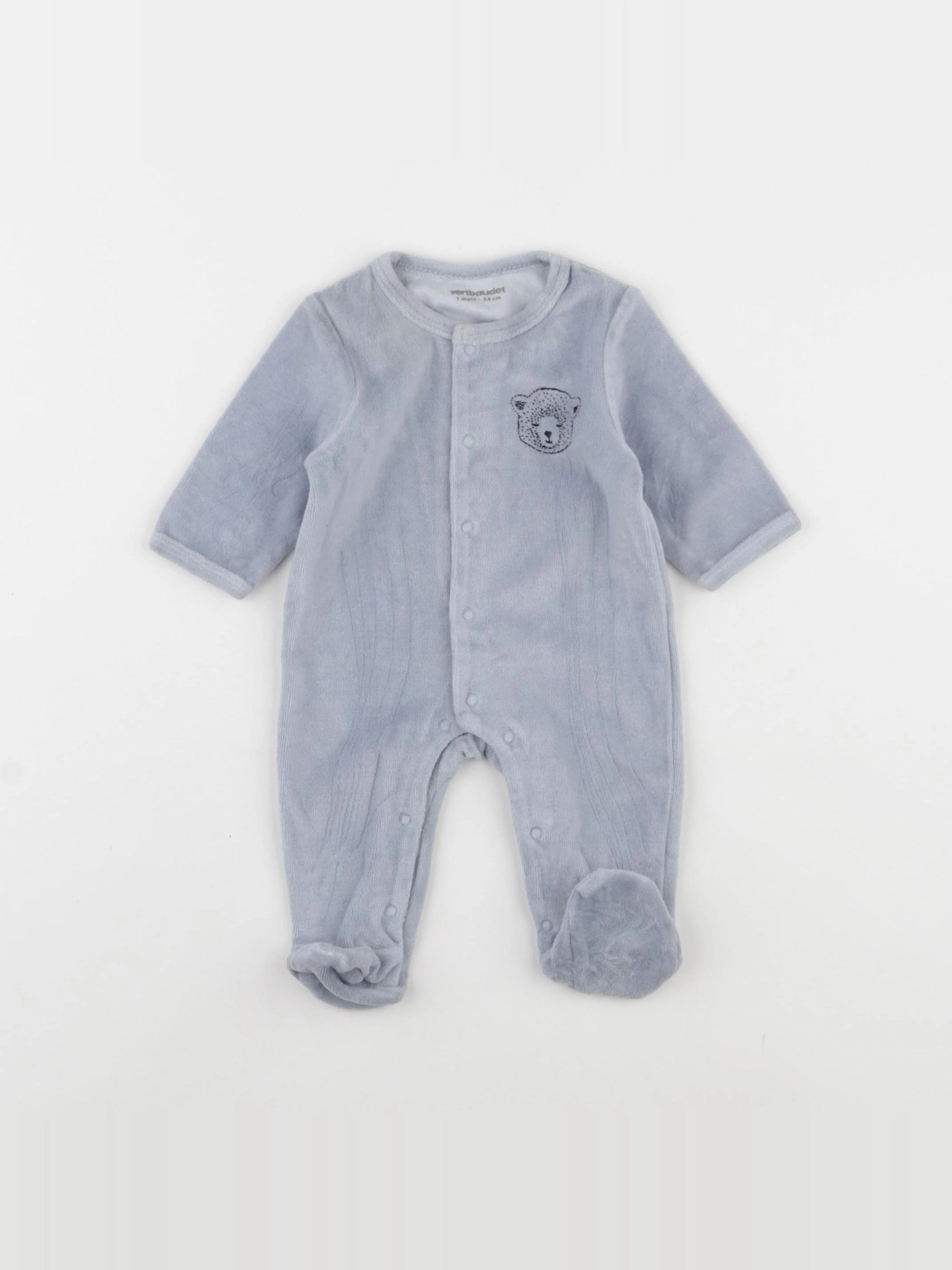 Vertbaudet - pyjama velours bleu - 1 mois