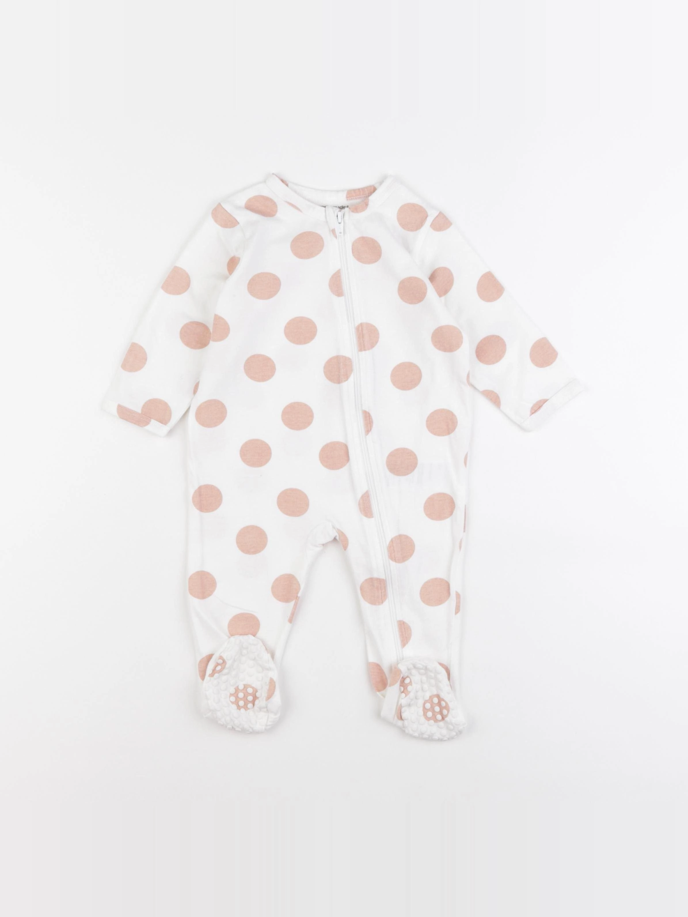 Vertbaudet - pyjama coton blanc, rose - 9 mois