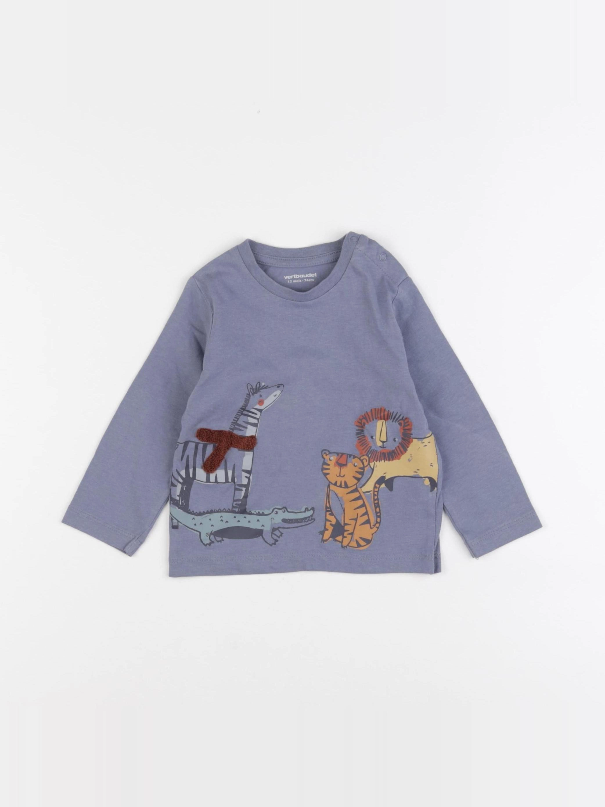 Vertbaudet - tee-shirt bleu - 12 mois