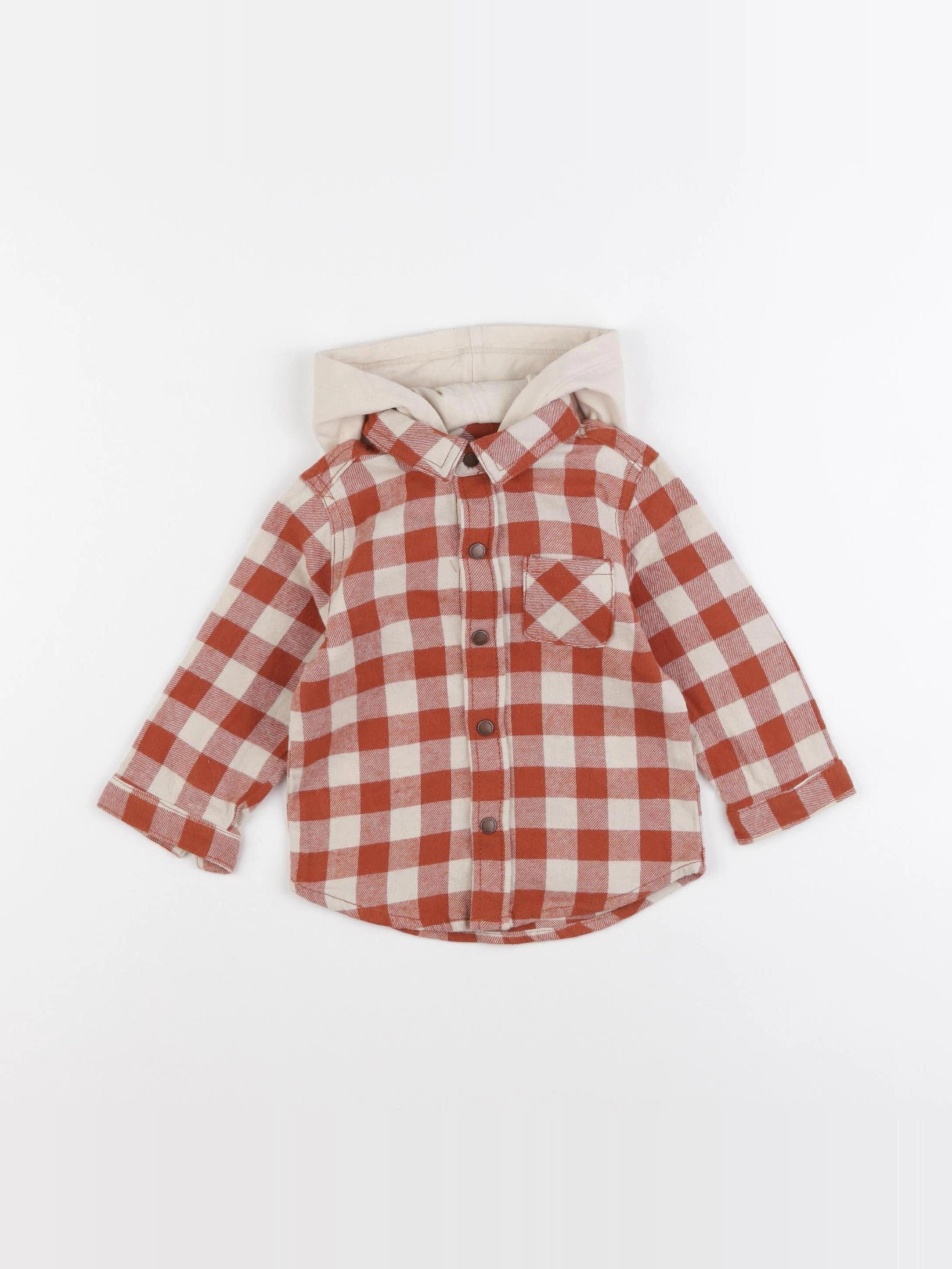 Vertbaudet - chemise beige, orange - 12 mois
