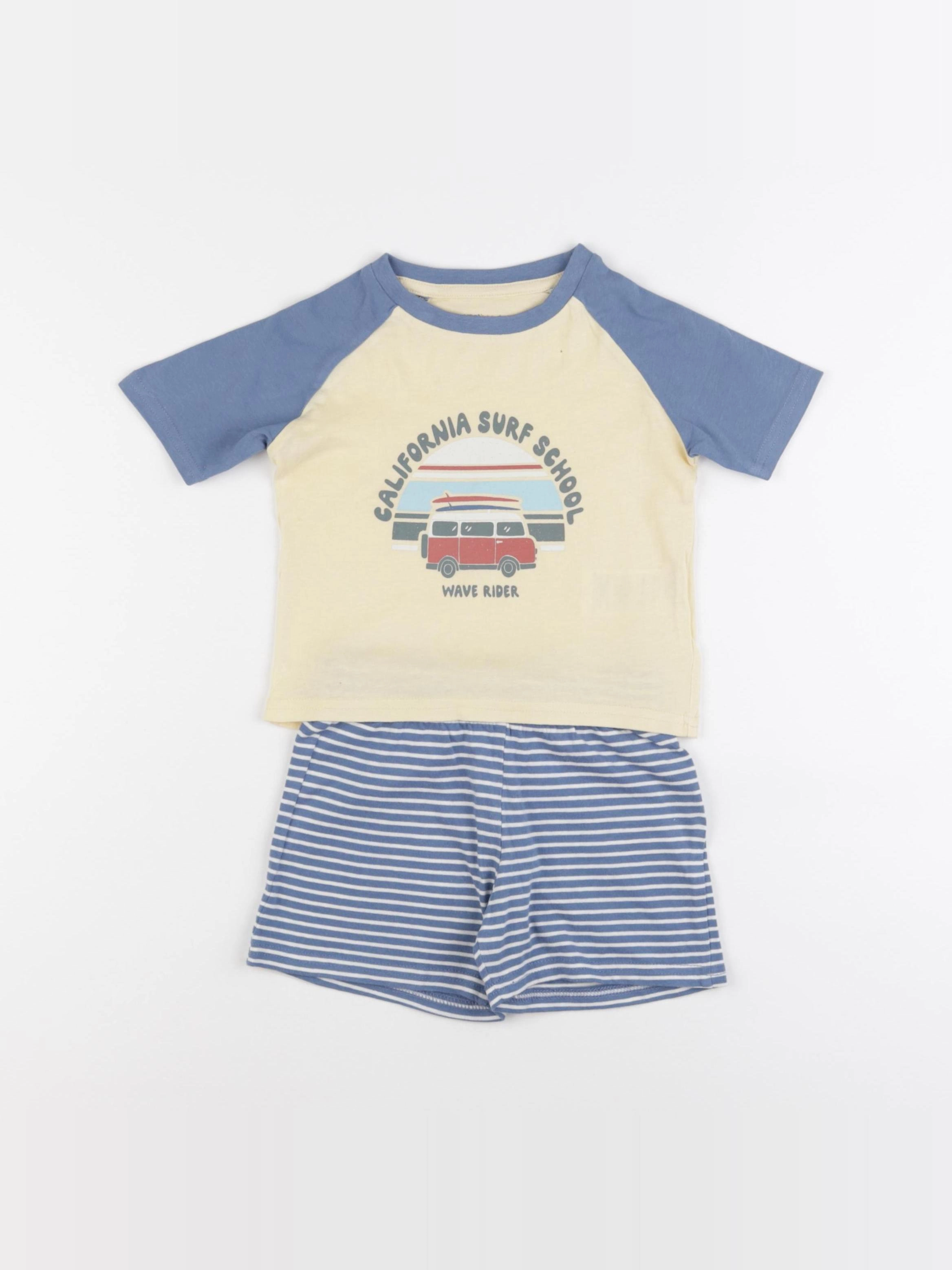 Vertbaudet - pyjama coton bleu, jaune - 2 ans