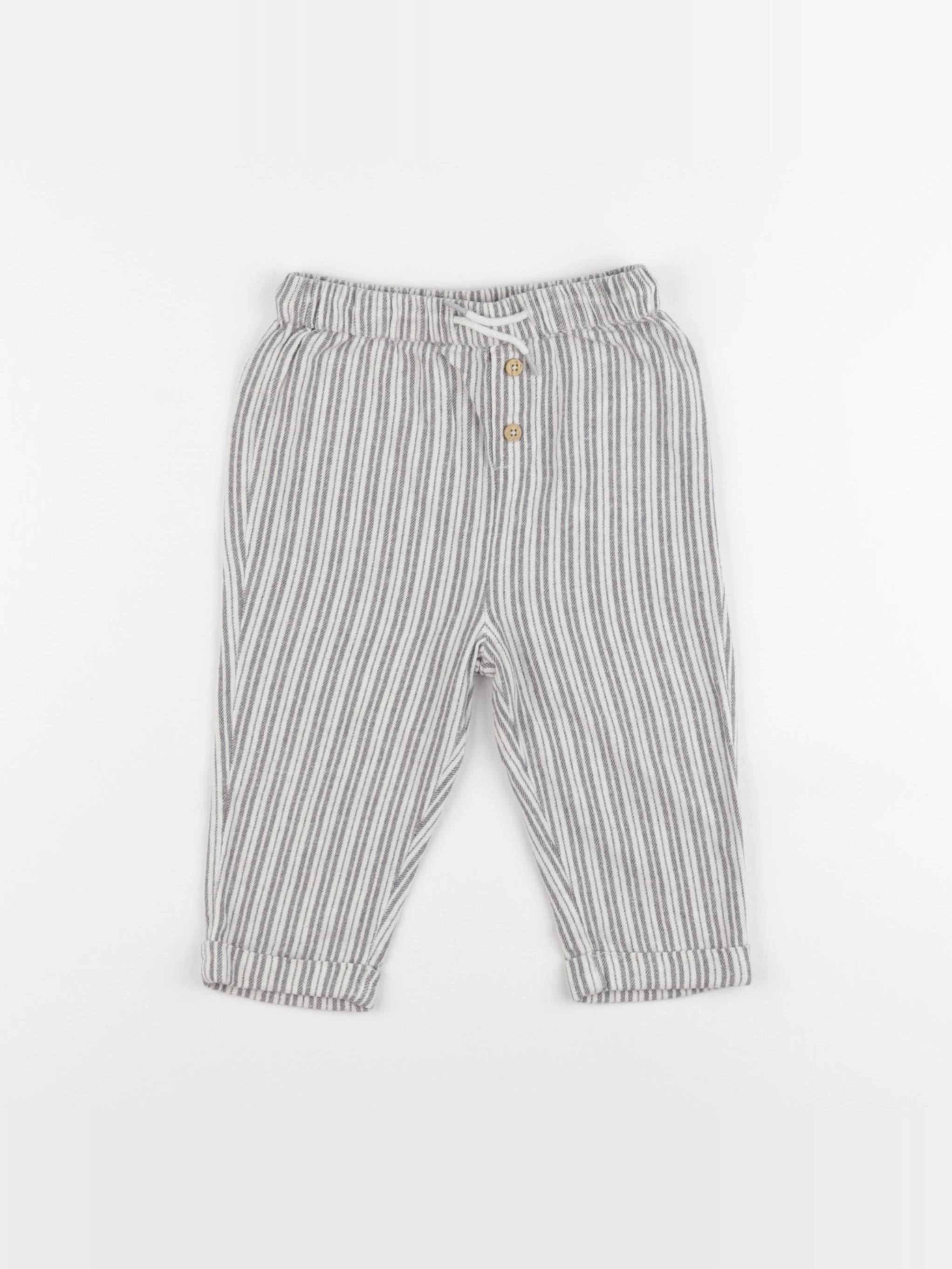 Vertbaudet - pantalon gris, beige - 18 mois
