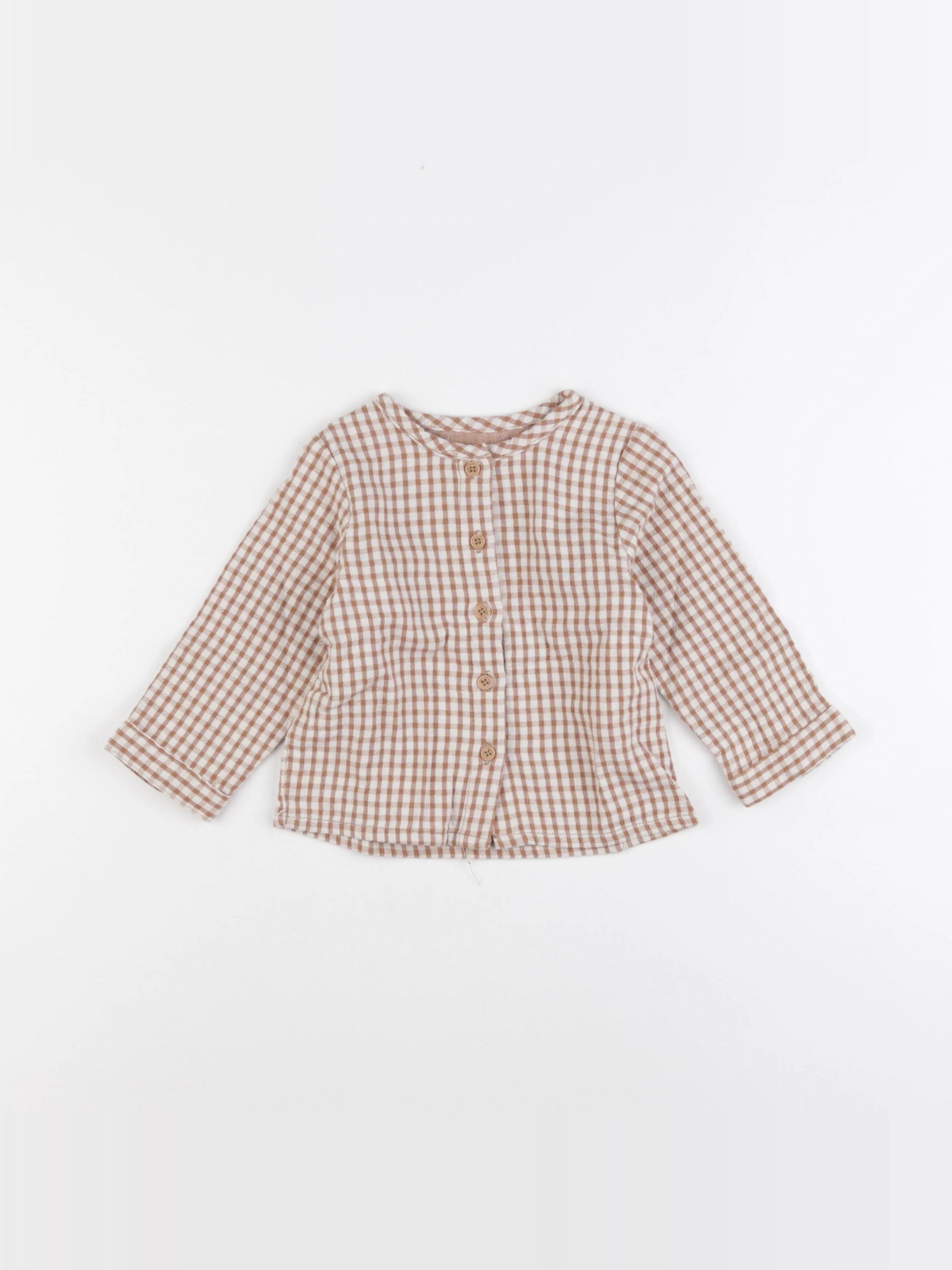 Vertbaudet - chemise marron - 12 mois