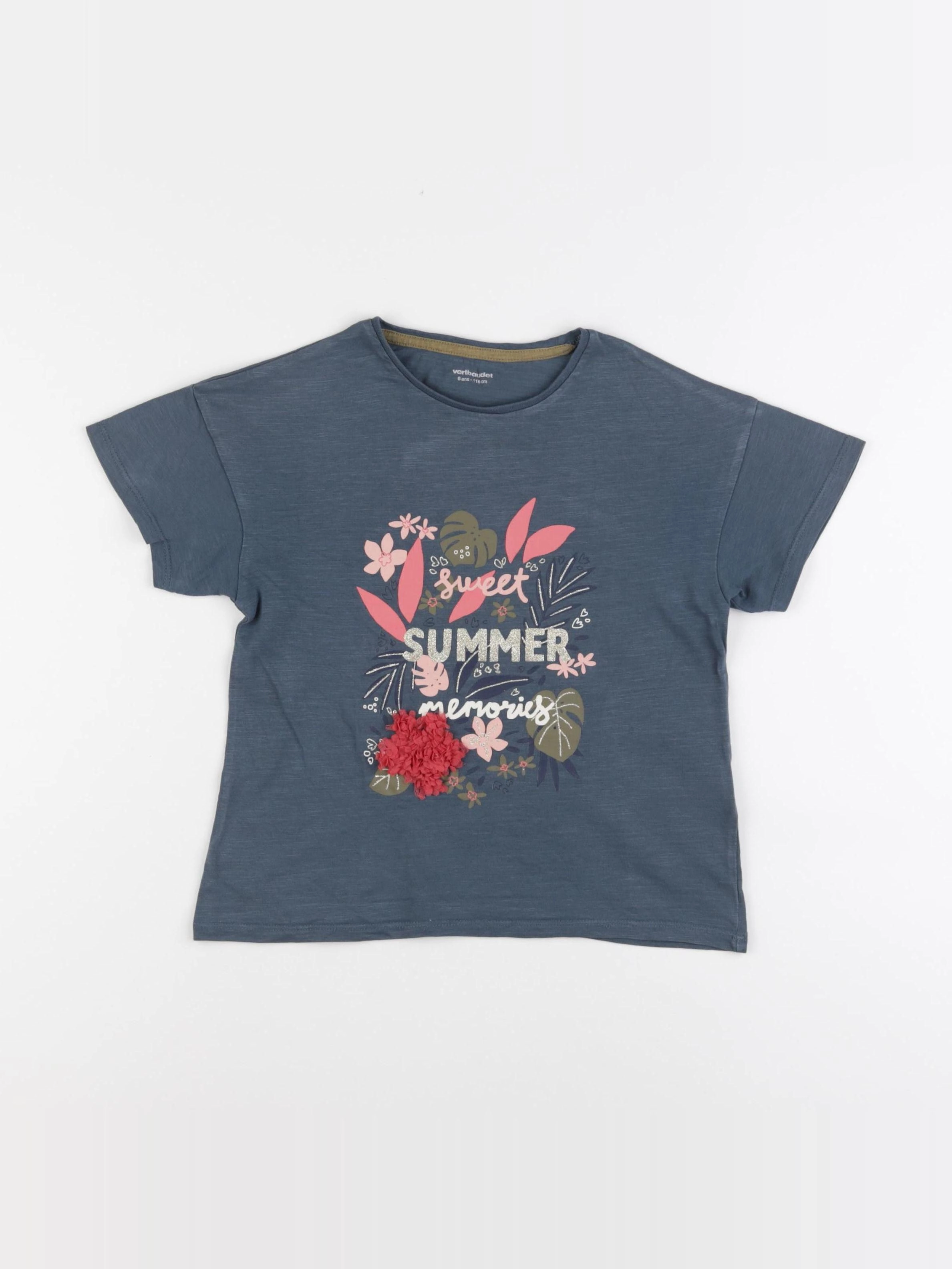 Vertbaudet - tee-shirt bleu - 6 ans