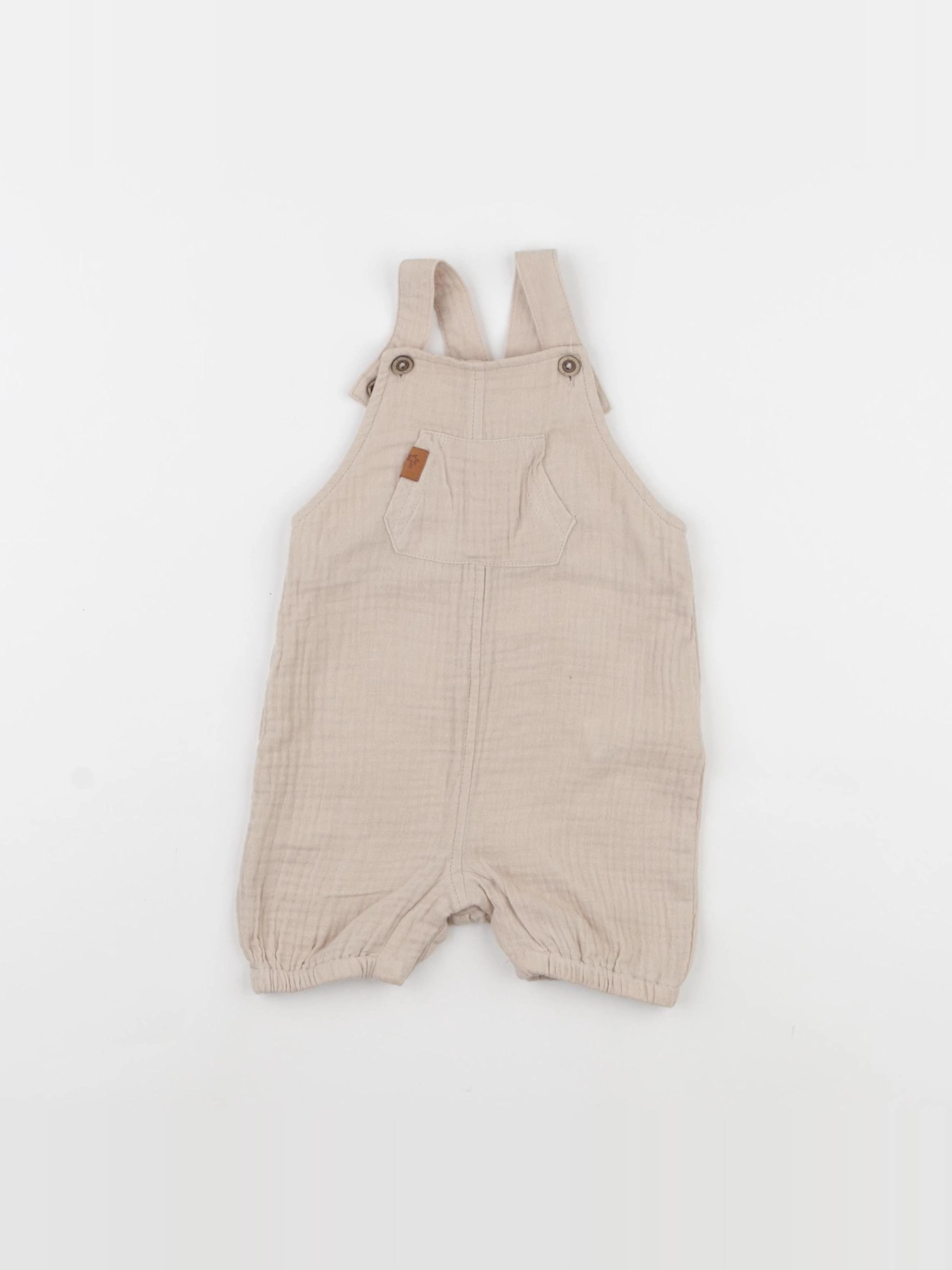 Vertbaudet - salopette beige - 6 mois